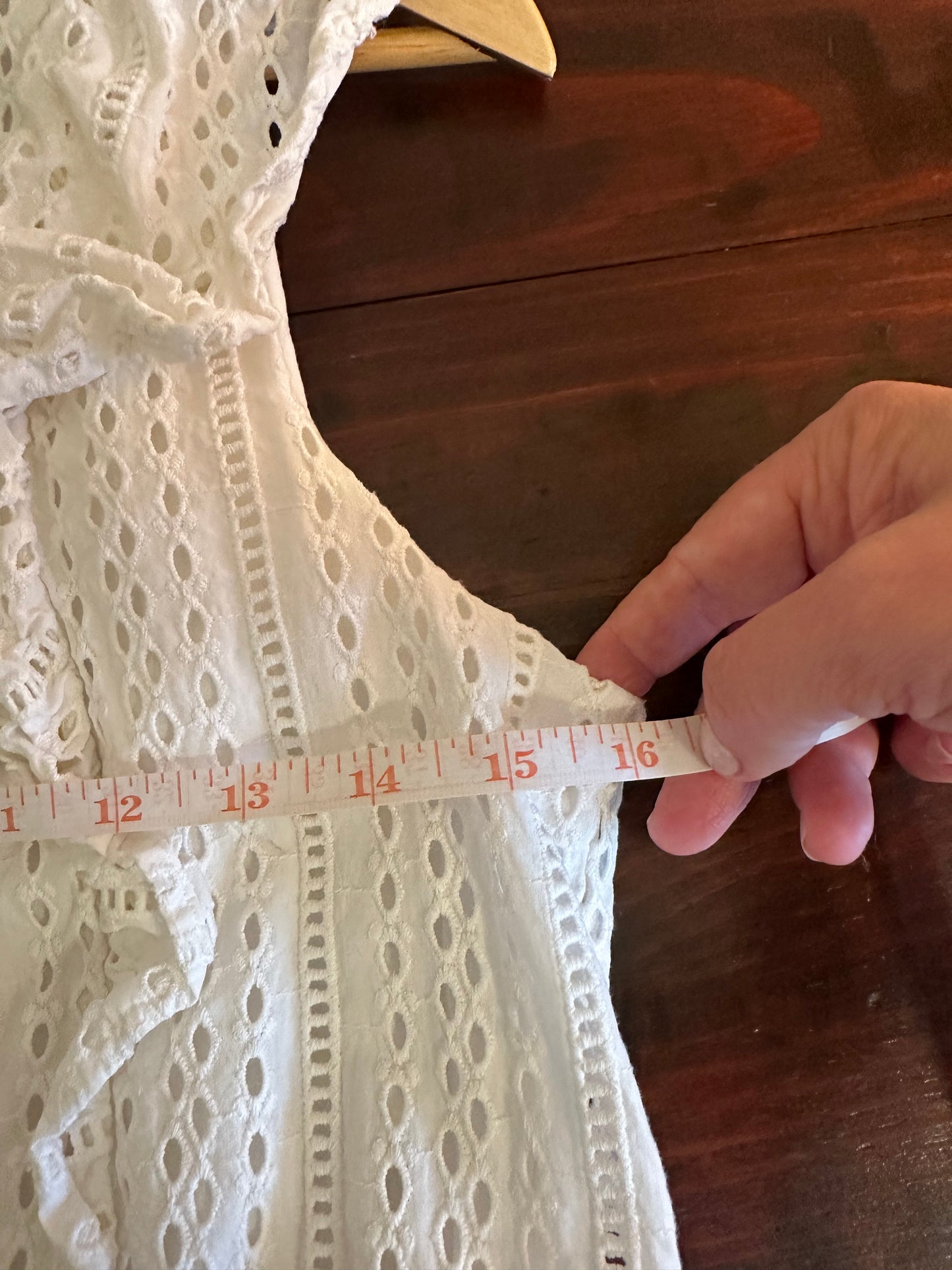 Crosby by Mollie Burch White Eyelet Ruffle Dress Size Medium