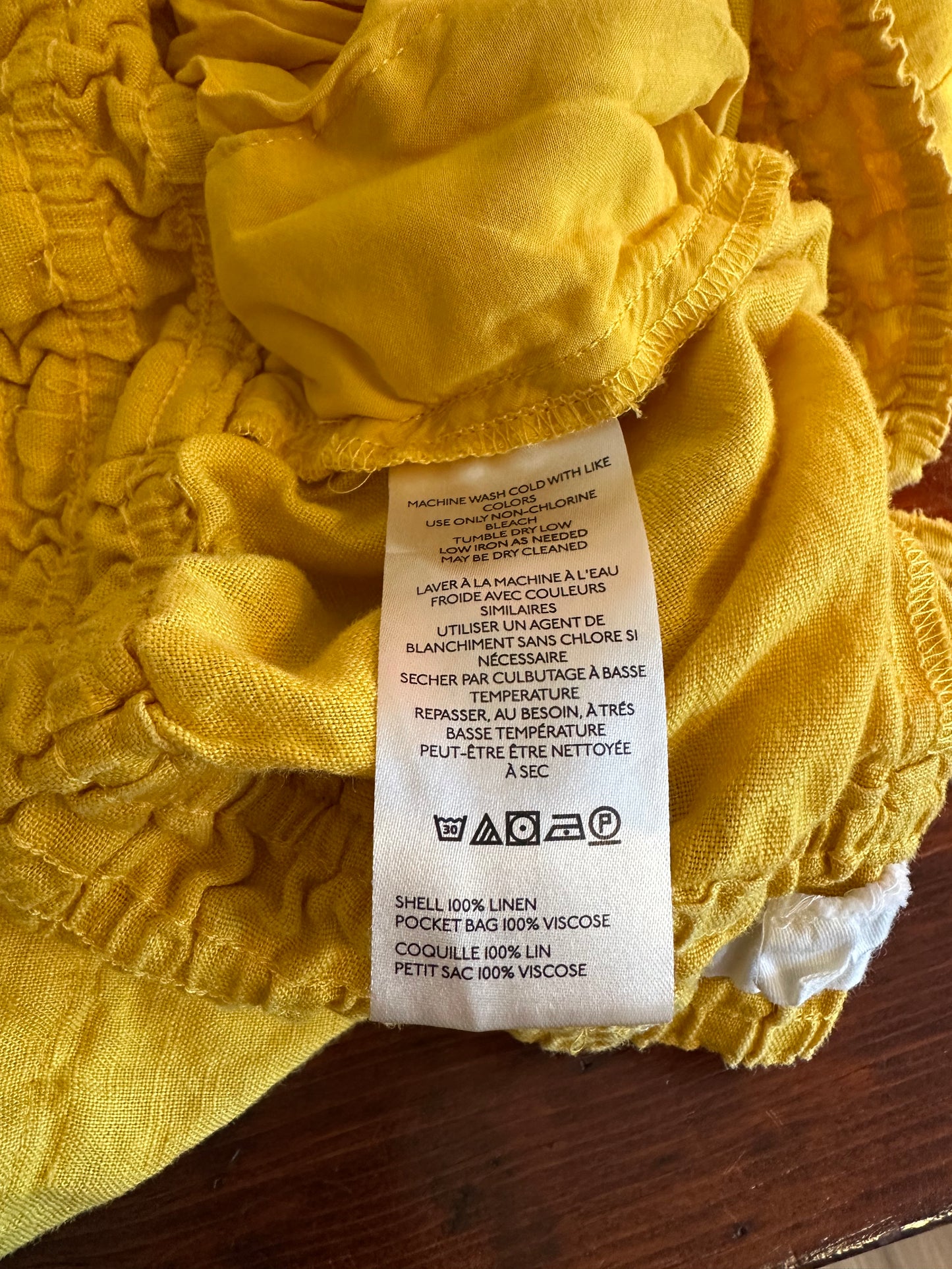 Anthropologie The Somerset Yellow Wide-Leg Linen Pants - Size Medium