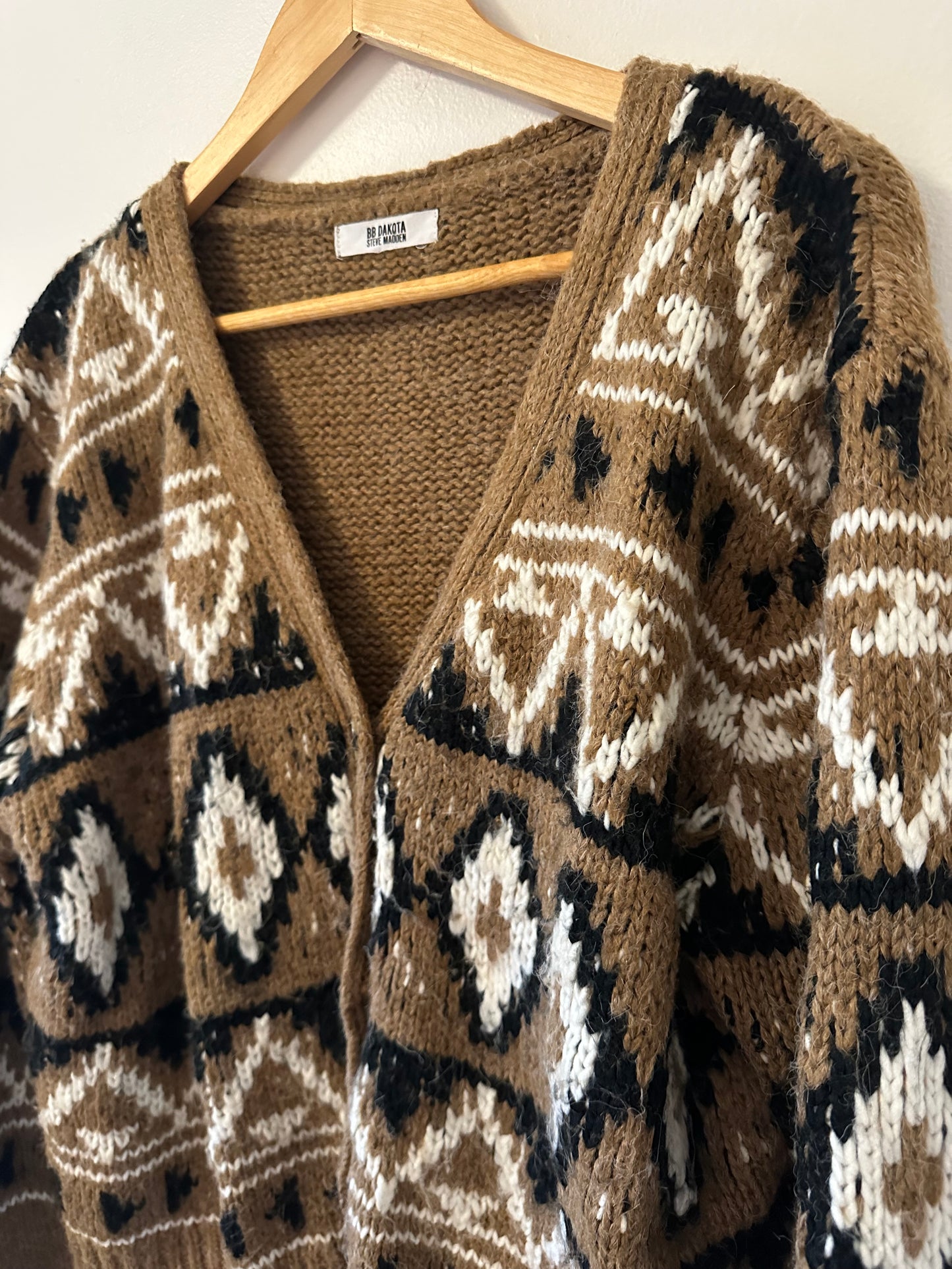 BB Dakota Brown and Black Patterned Cardigan