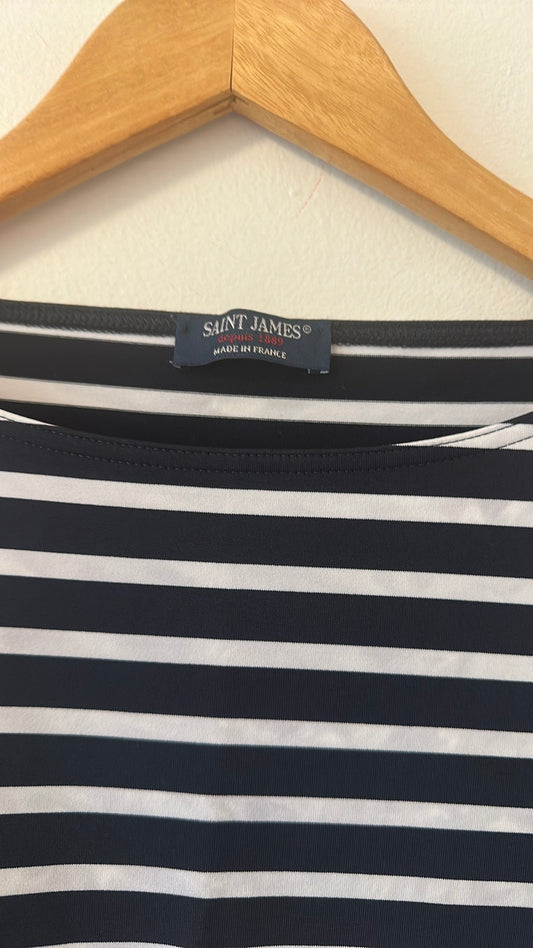Saint James Phare Boat Neck Striped Tunic with Slits - Size 10