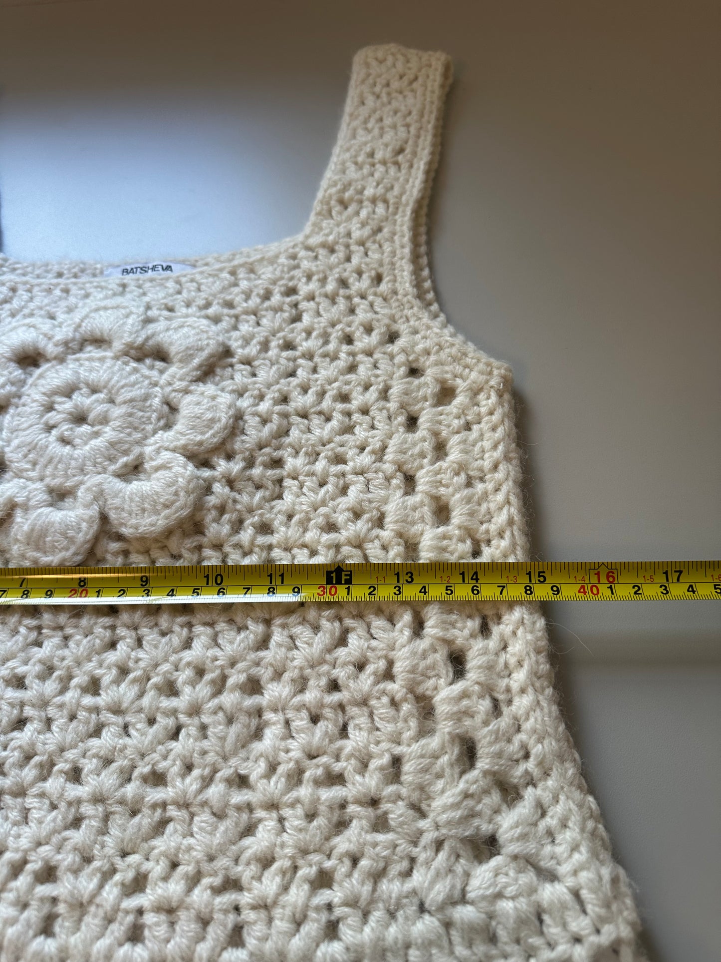 Batsheva Daisy Crochet Tank Top in Cream | Size Medium