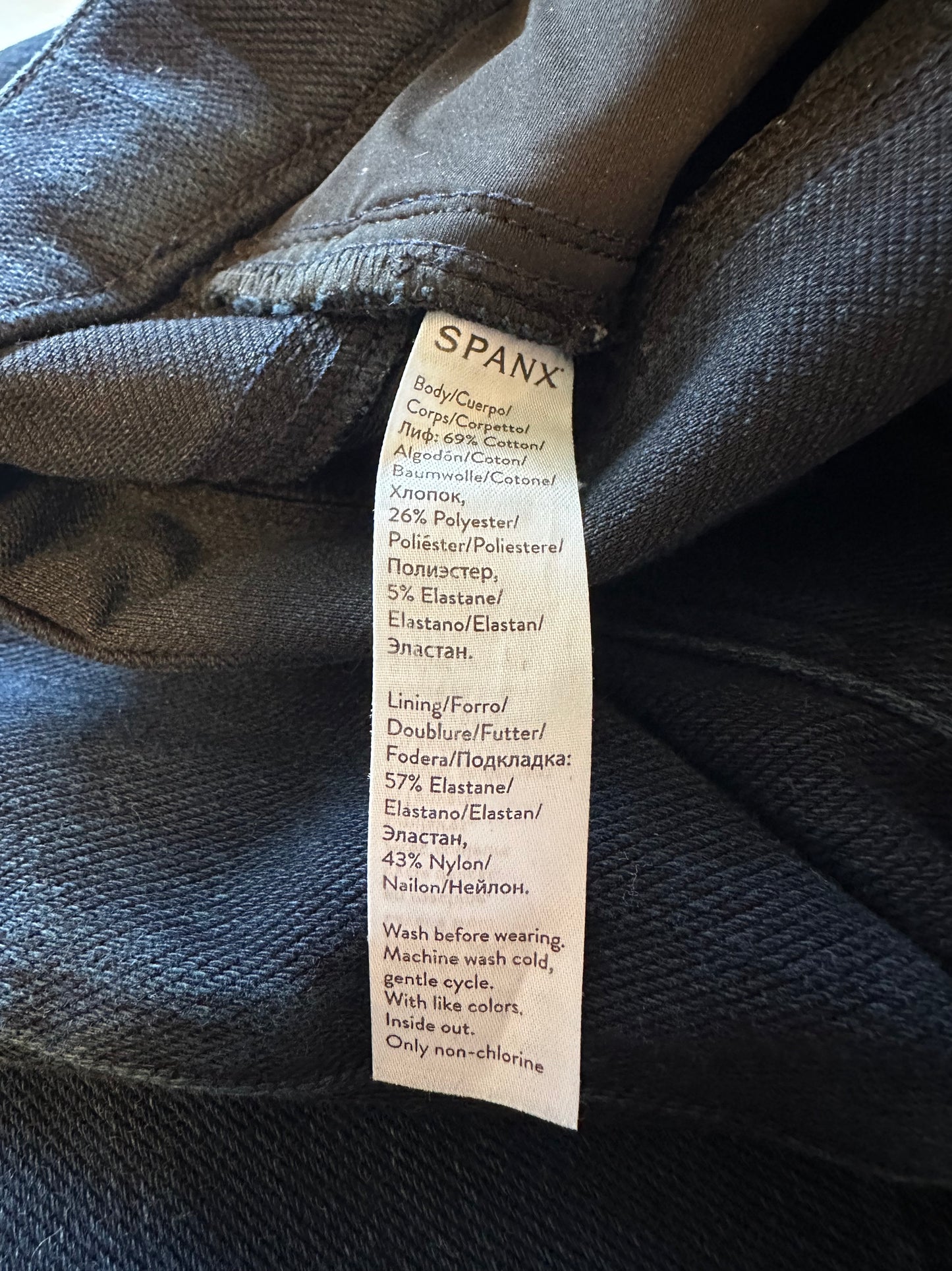 SPANX Jean-ish Ankle Leggings in Twilight Rinse | Size XL
