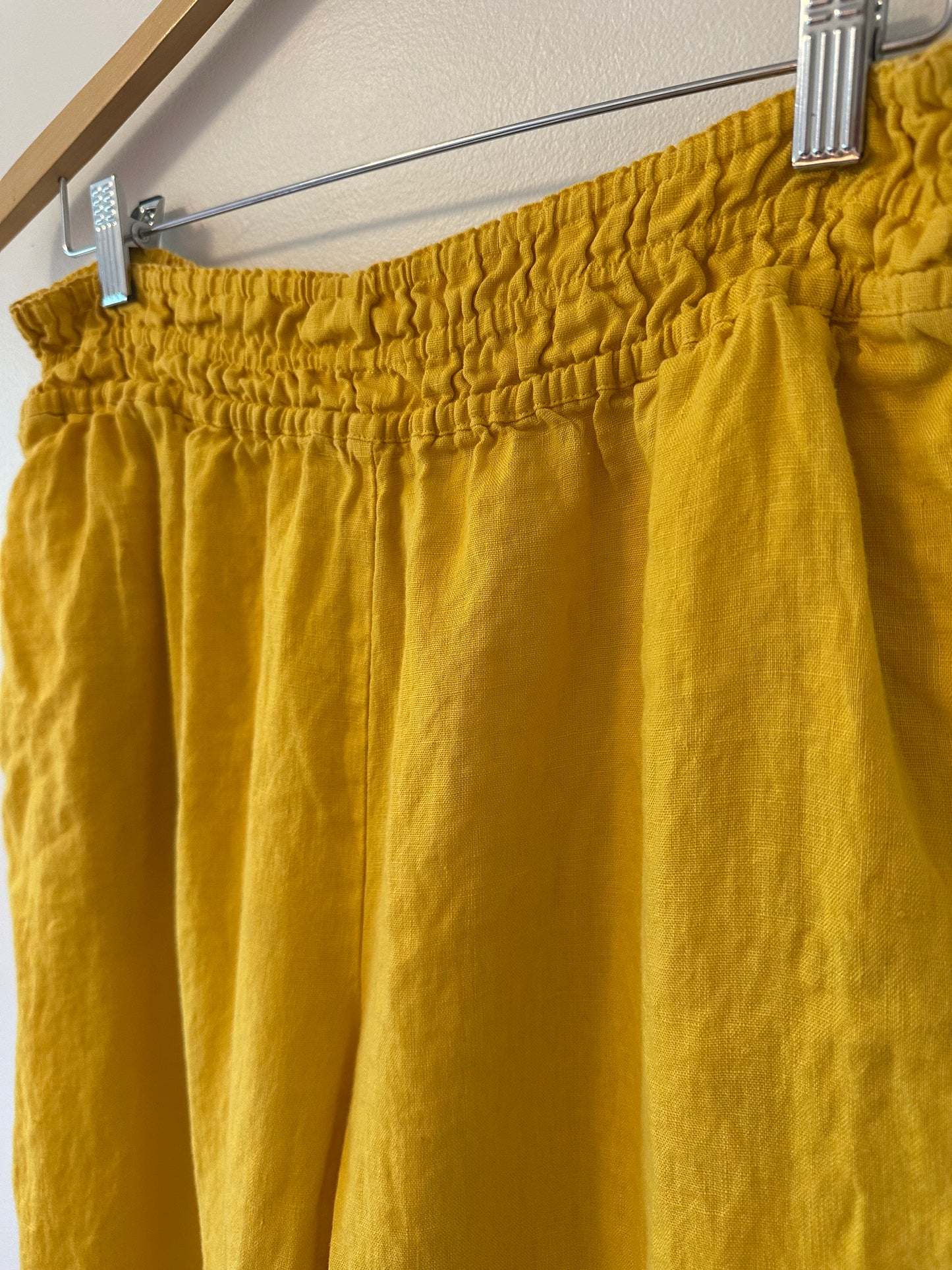 Anthropologie The Somerset Yellow Wide-Leg Linen Pants - Size Medium