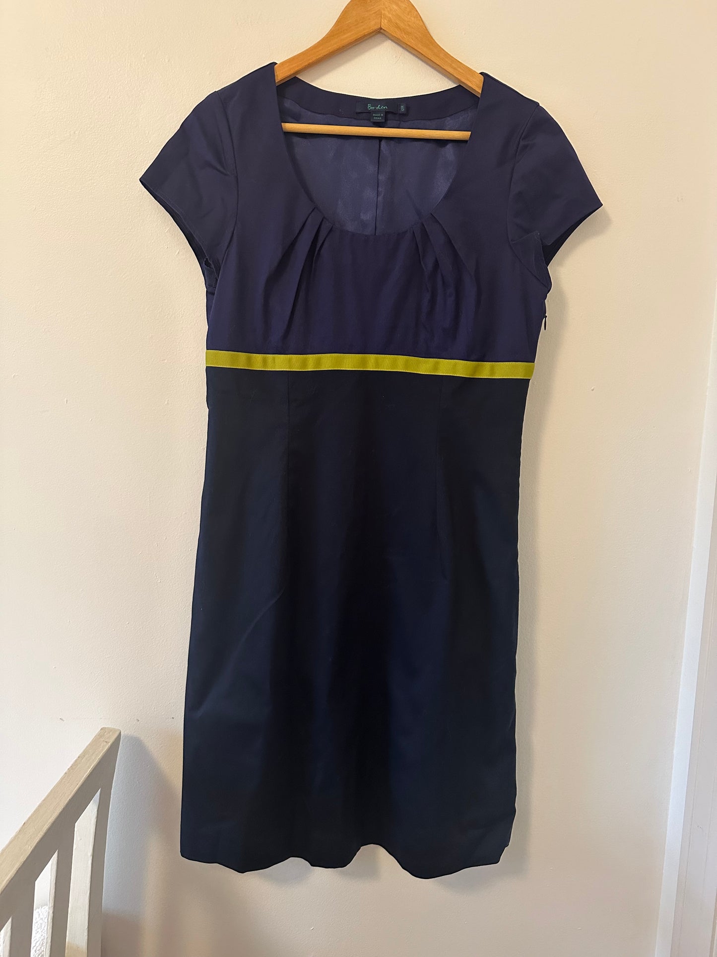 Boden Colorblock Purple and Navy Cap Sleeve Empire Waist Dress - Size 12