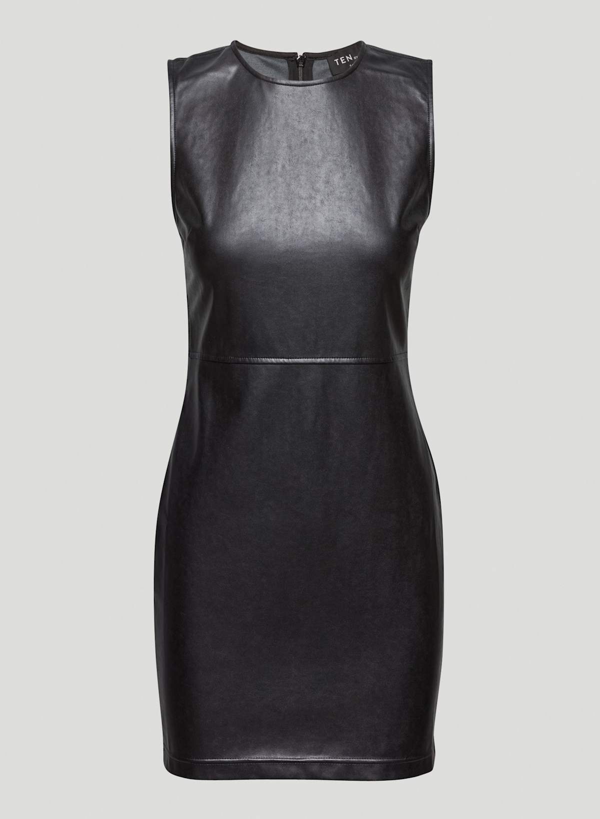 NWT Aritzia Cannes Black Crewneck Faux Leather Mini Dress - Size 6