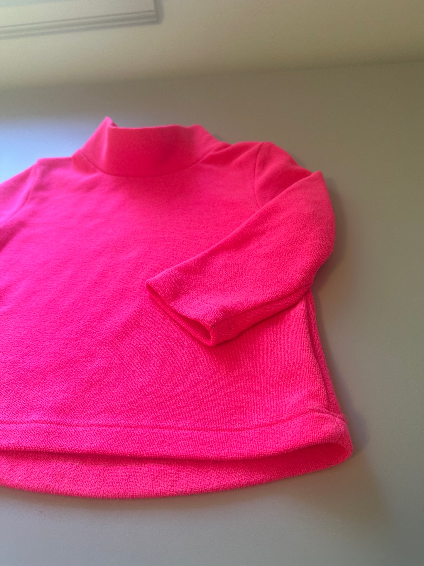 Dudley Stephens Neon Pink Toddler Turtleneck in Vello Fleece | Size 2T