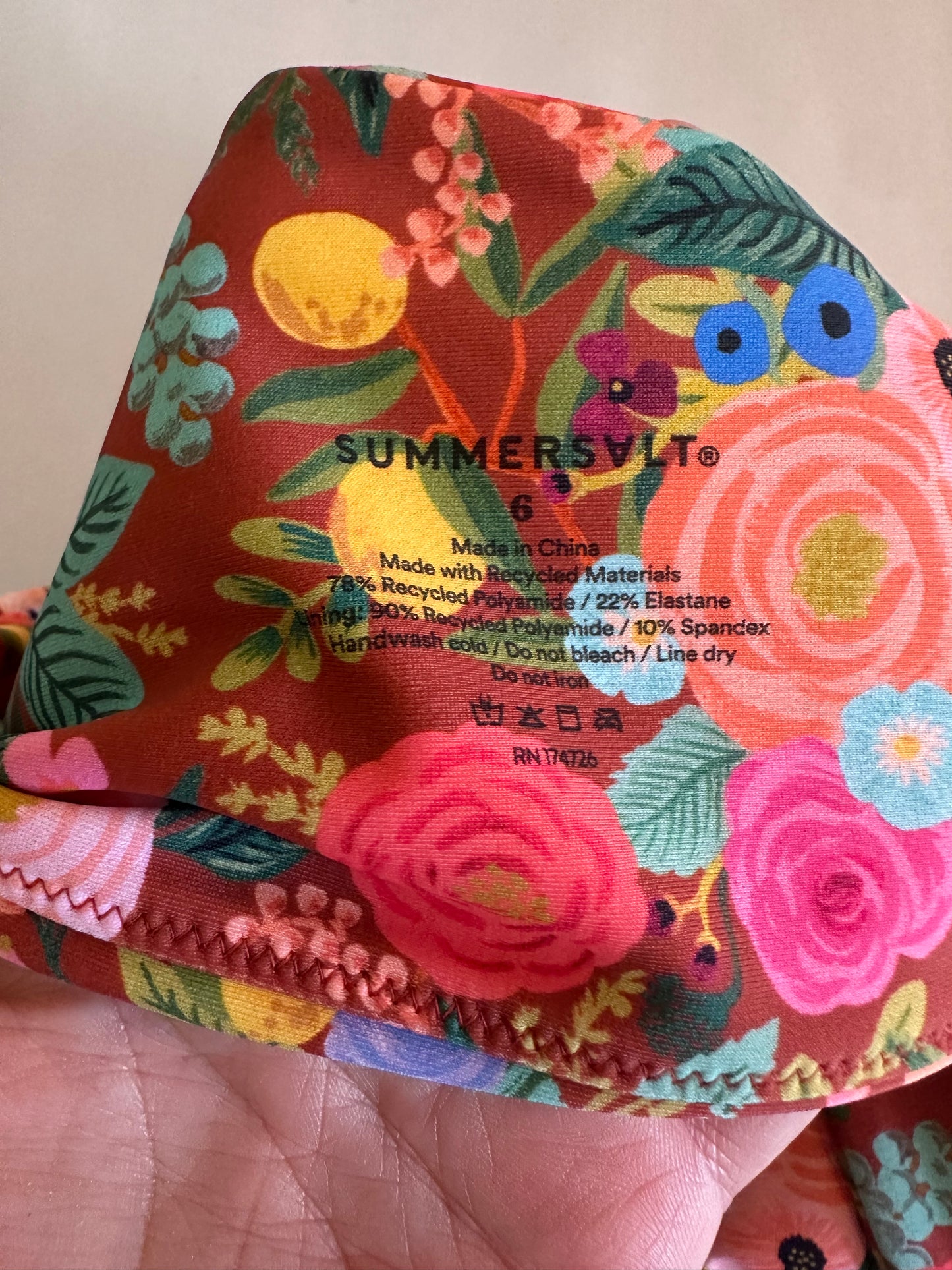 Summersalt The Ruched Sidestroke Bikini Top - Garden Party in Rust - Size 6