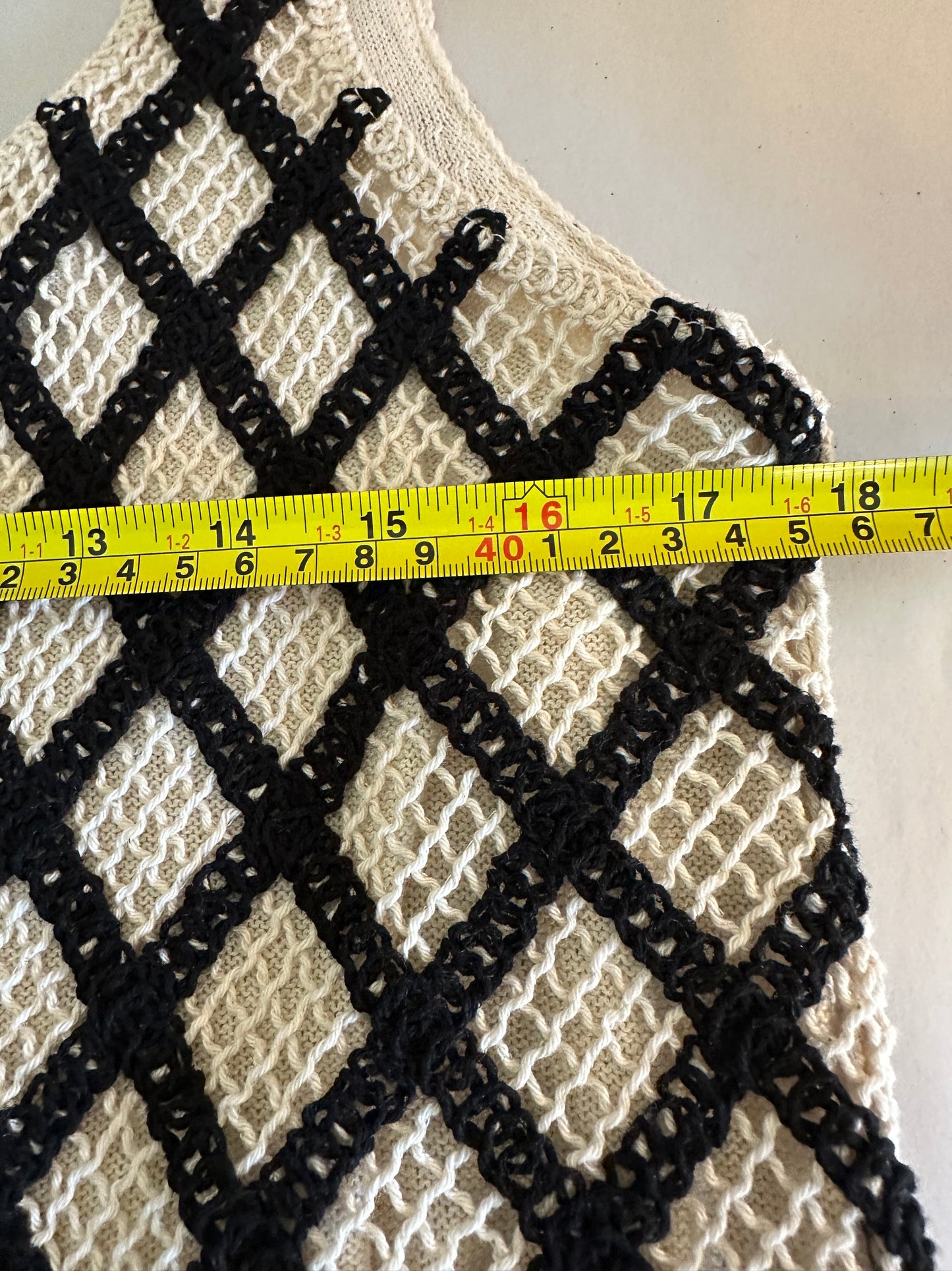 Z Supply Playa Dress in Black and Cream Crochet - Size Medium