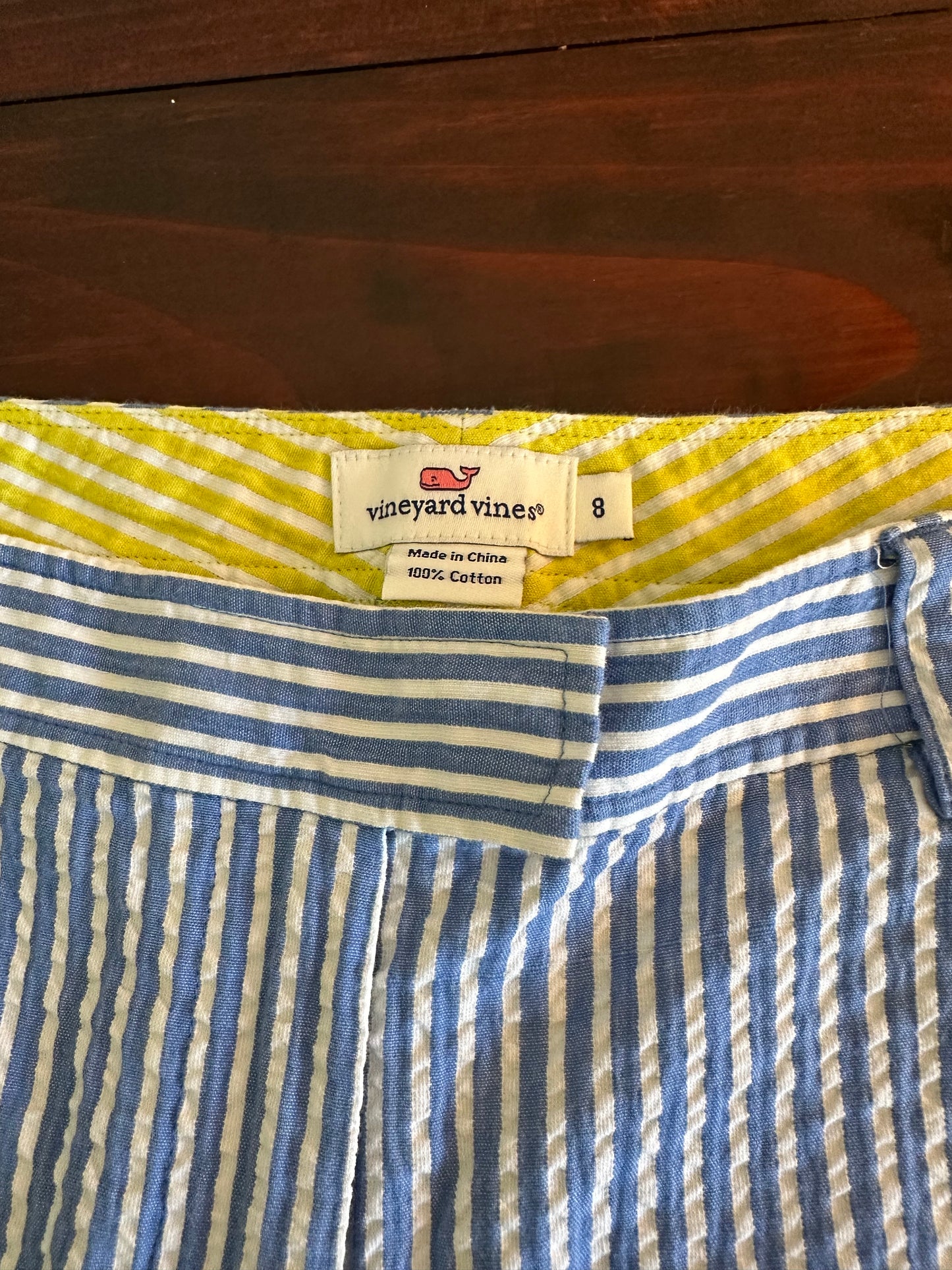 Vineyard Vines Women’s Blue and White Seersucker Pants - Size 8