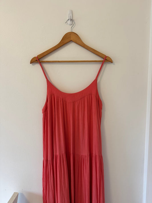 Z Supply Leila Coral Tiered Ruffle Maxi Dress - Size Small