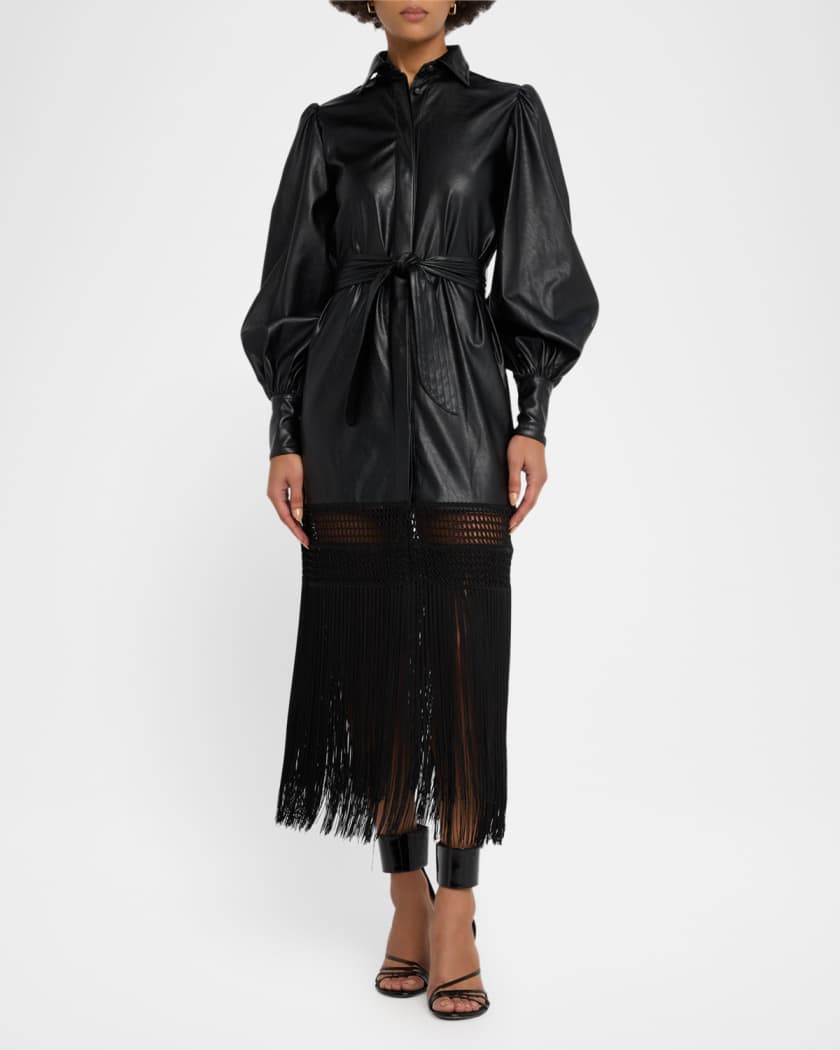 No Pise La Grama Black La Victoria Long-Sleeve Fringe Dress | Size 8