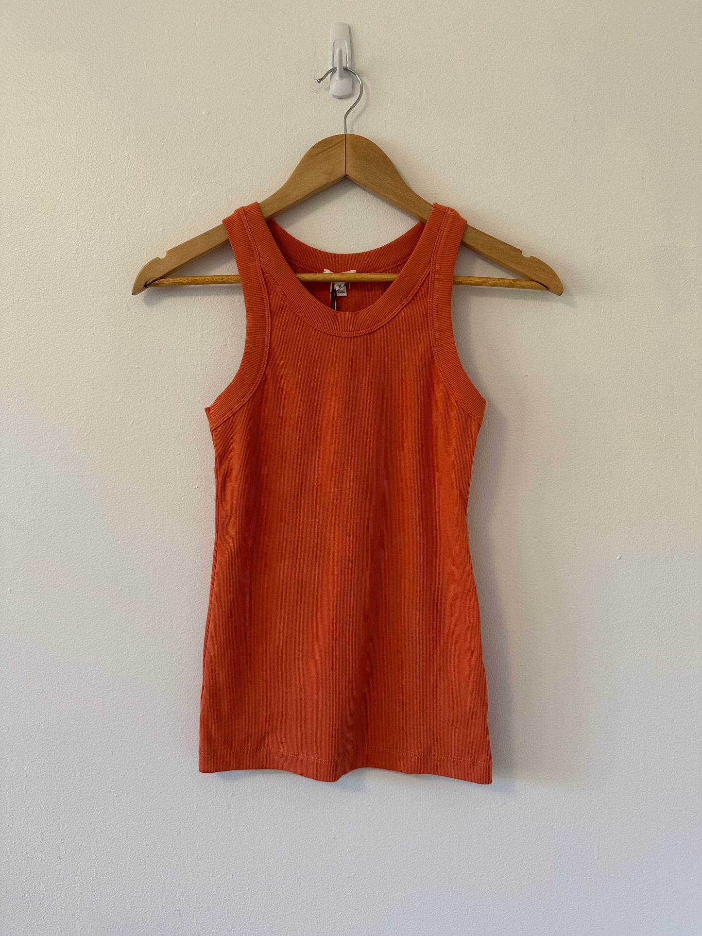 Alex Mill Everyday Ribbed Cotton Stretch Tank Top in Orange | Size Small