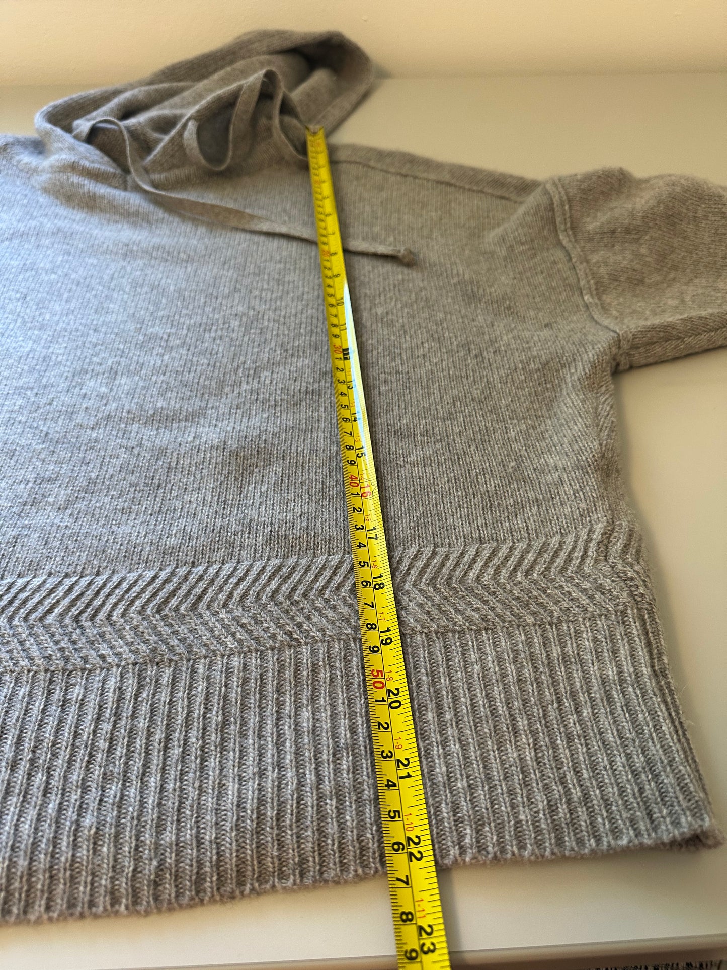 Anthropologie Cashmere Gray Knit Hoodie Sweater | Size Small