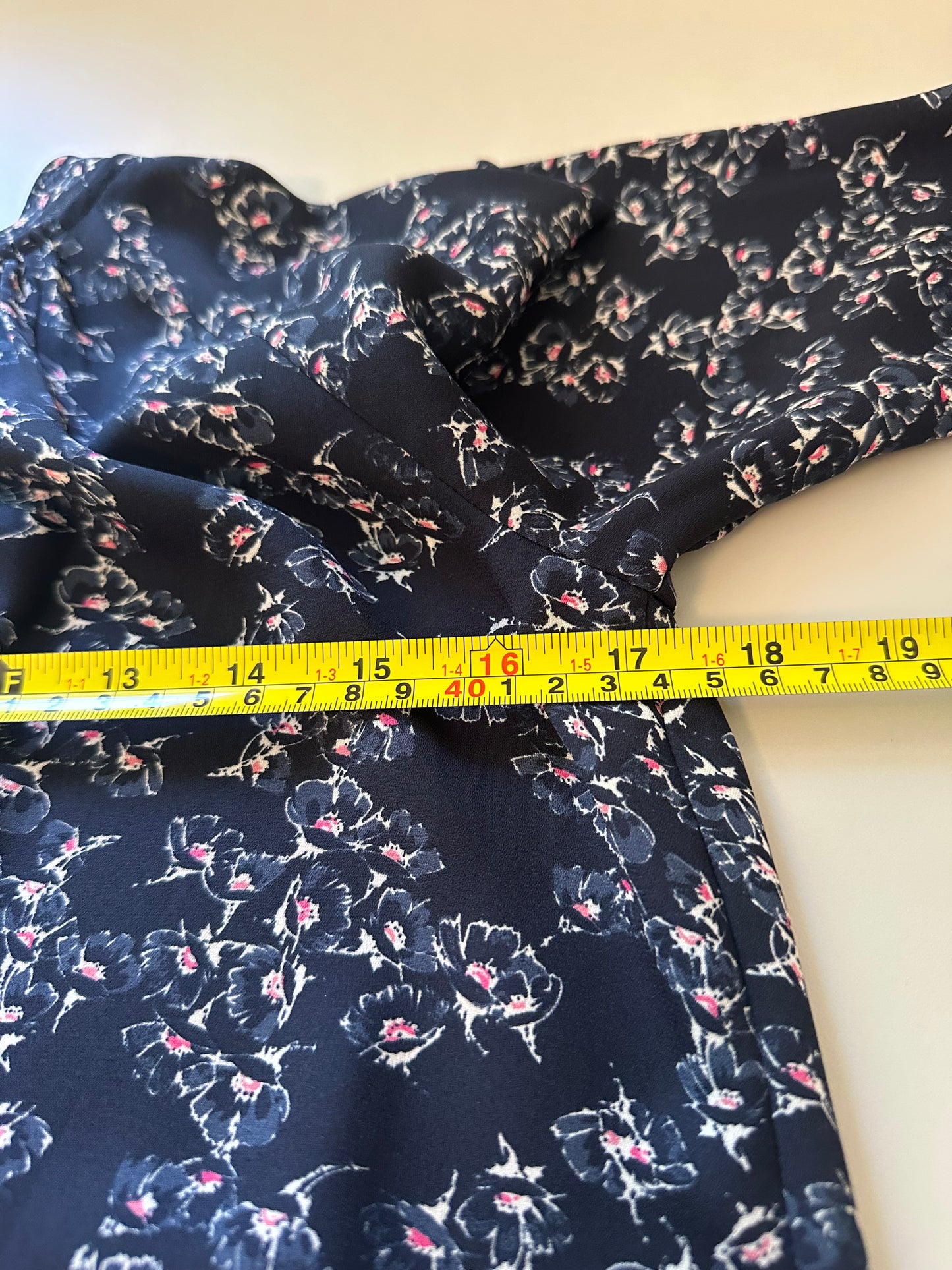 Banana Republic Navy Floral Long Sleeve Dress | Size XXSP