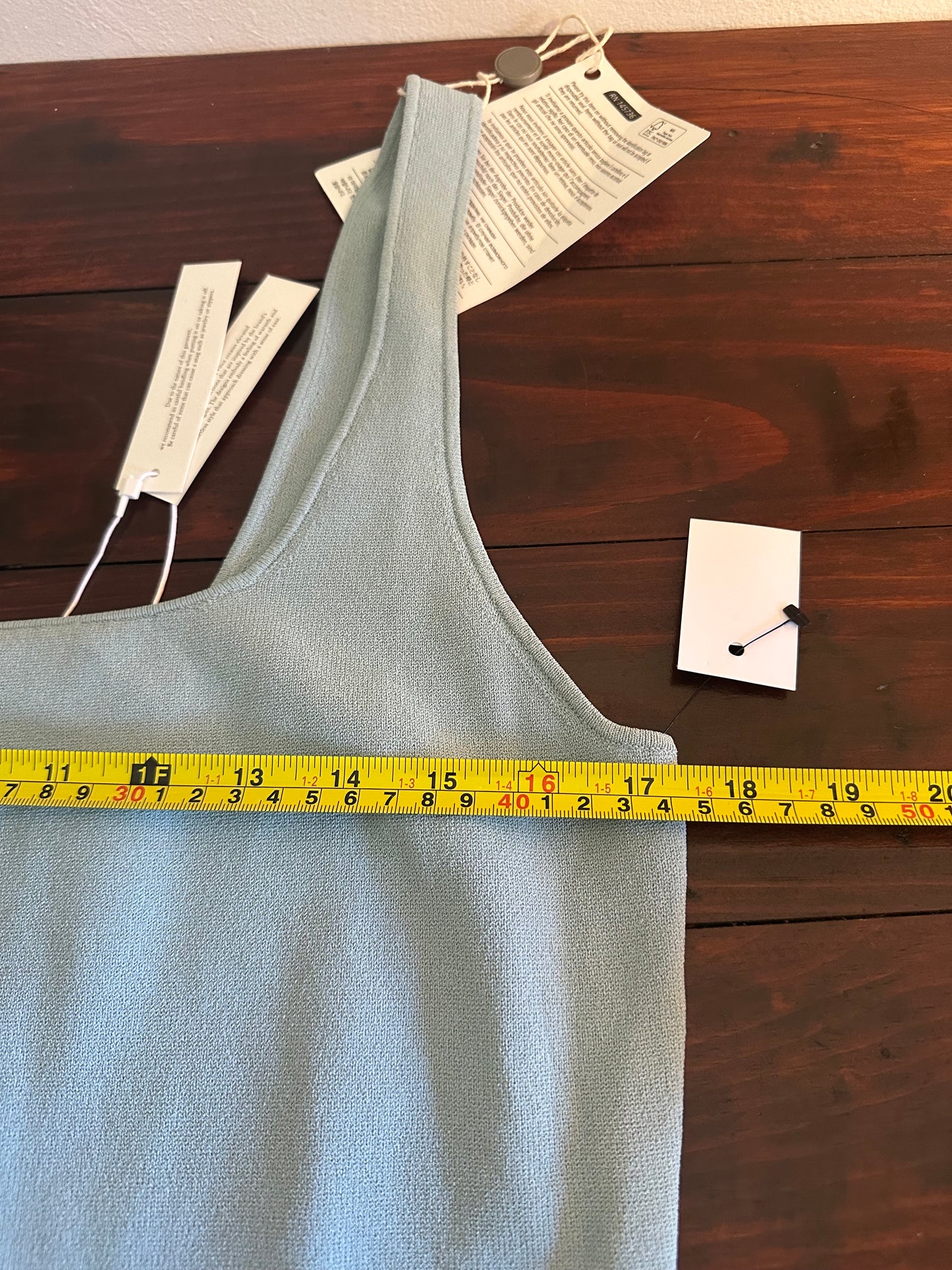 NWT Vince Square Neck Tank Top Stretch in Light Blue - Size XL