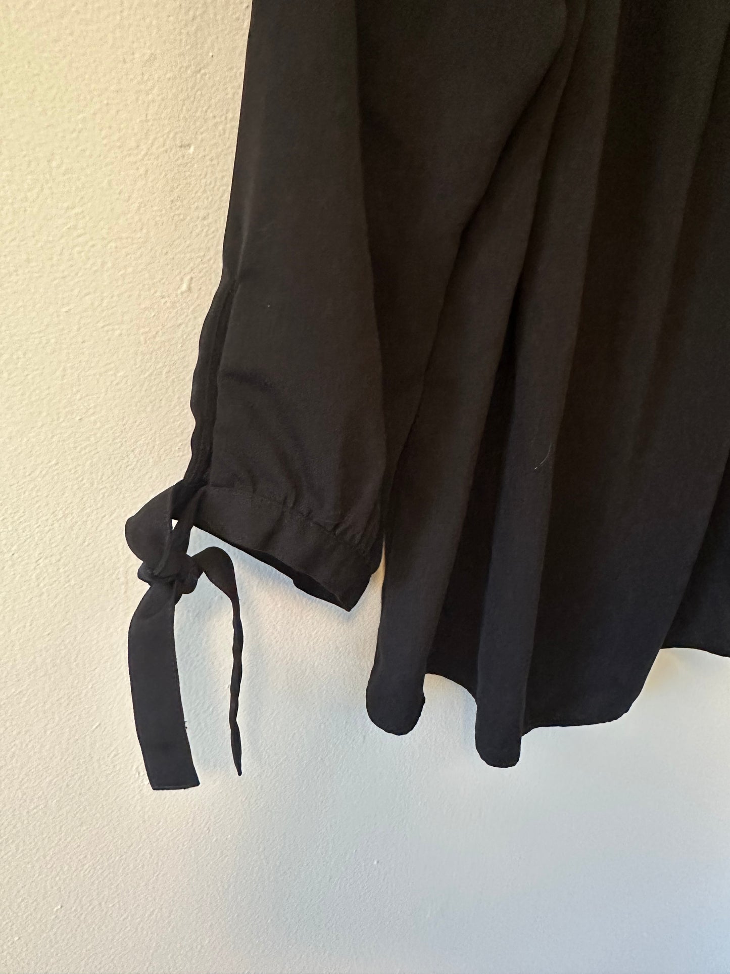J. Crew Black Off-Shoulder Blouse with Tie Sleeves | Size Small
