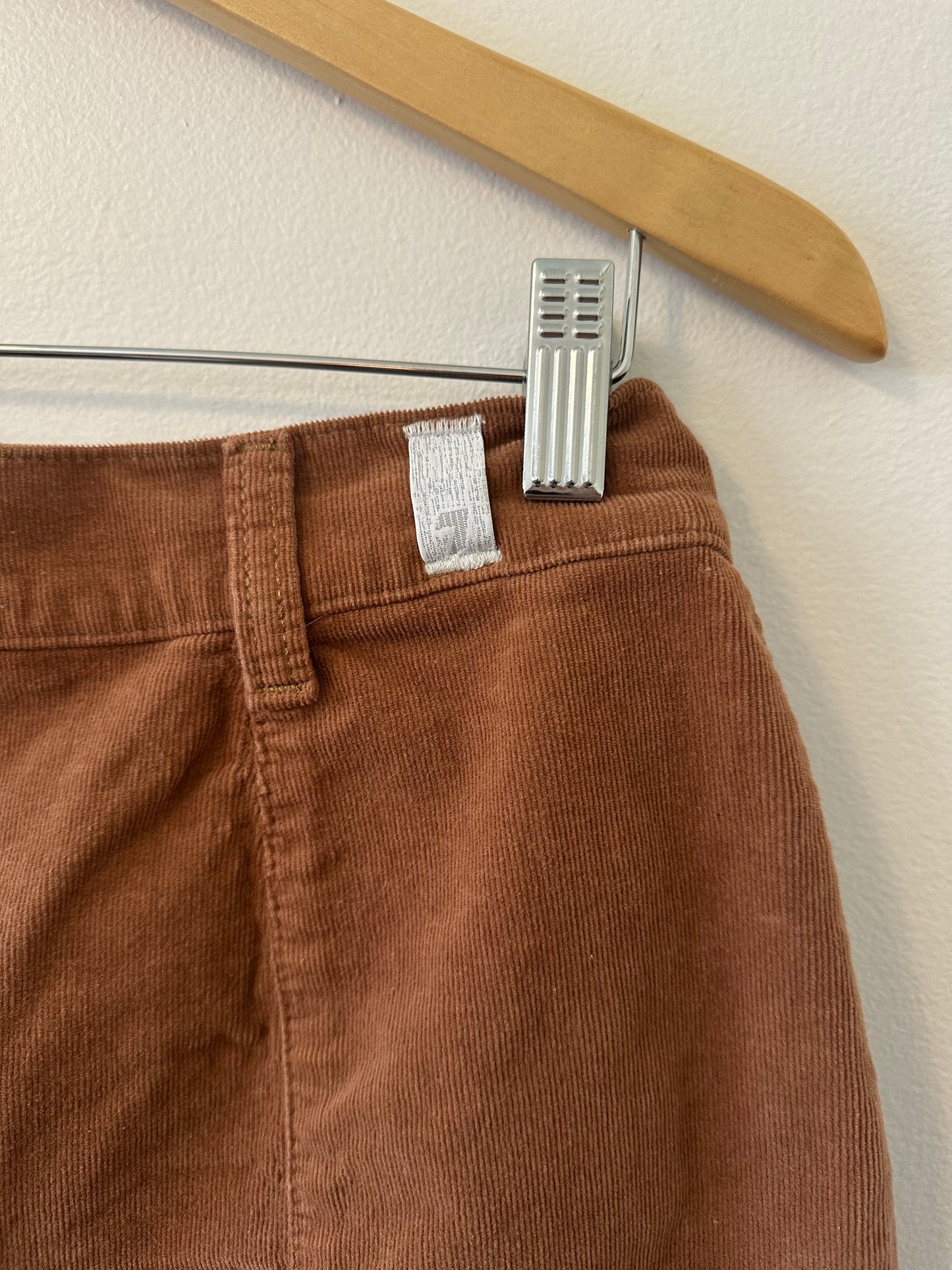 7 For All Mankind Brown Corduroy Button-Front Mini Skirt Size 28