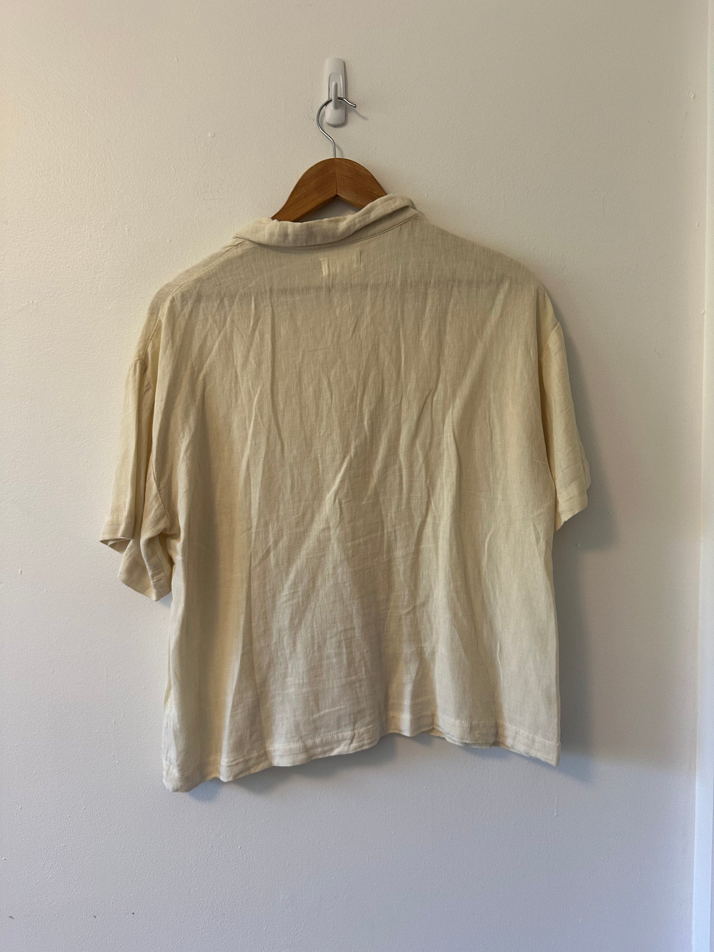Thread & Supply Off-White Collared Linen Blend Shirt | Size Medium
