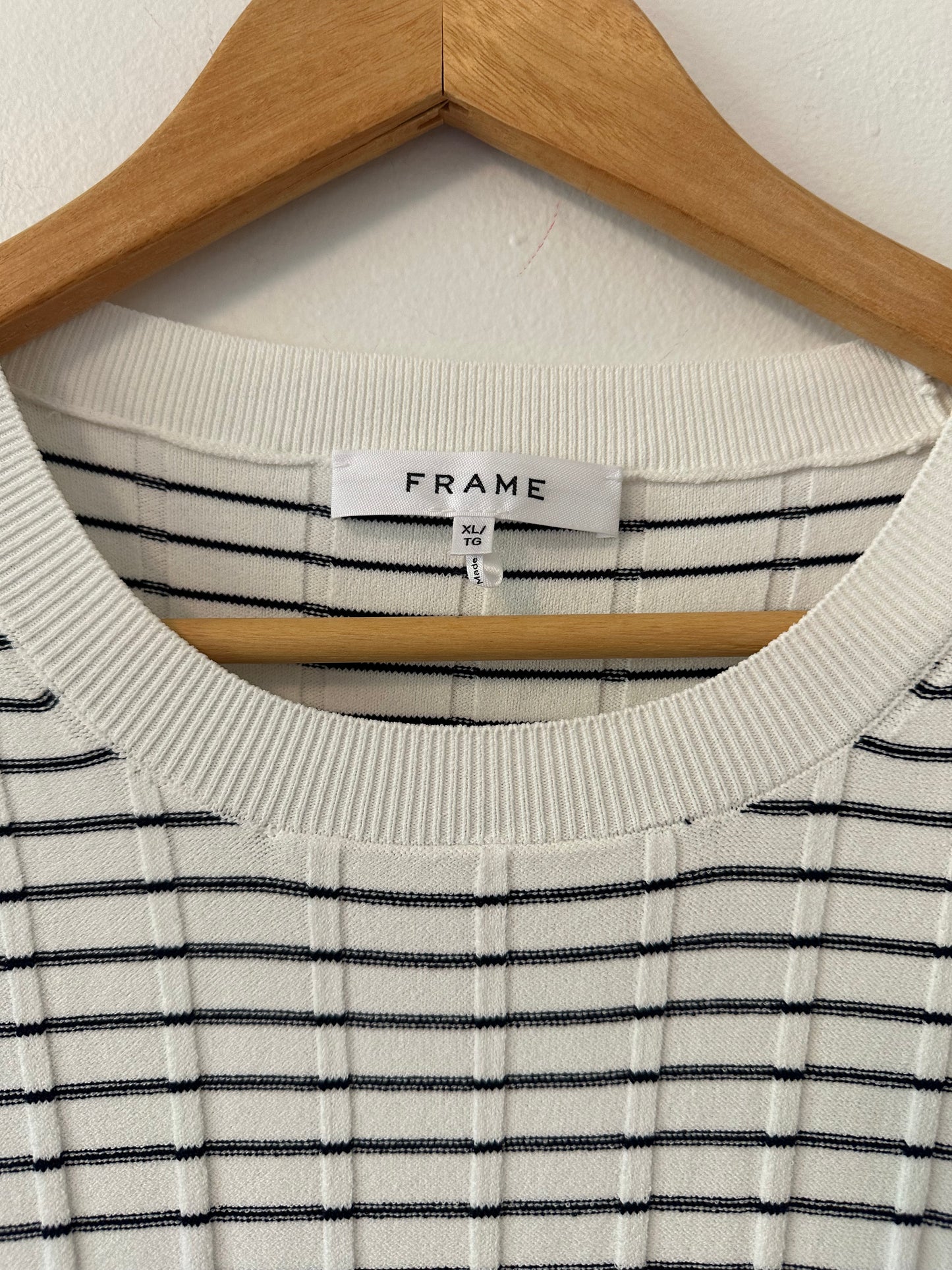 Frame Striped Black and White Knit Mini Dress | Size Extra Large