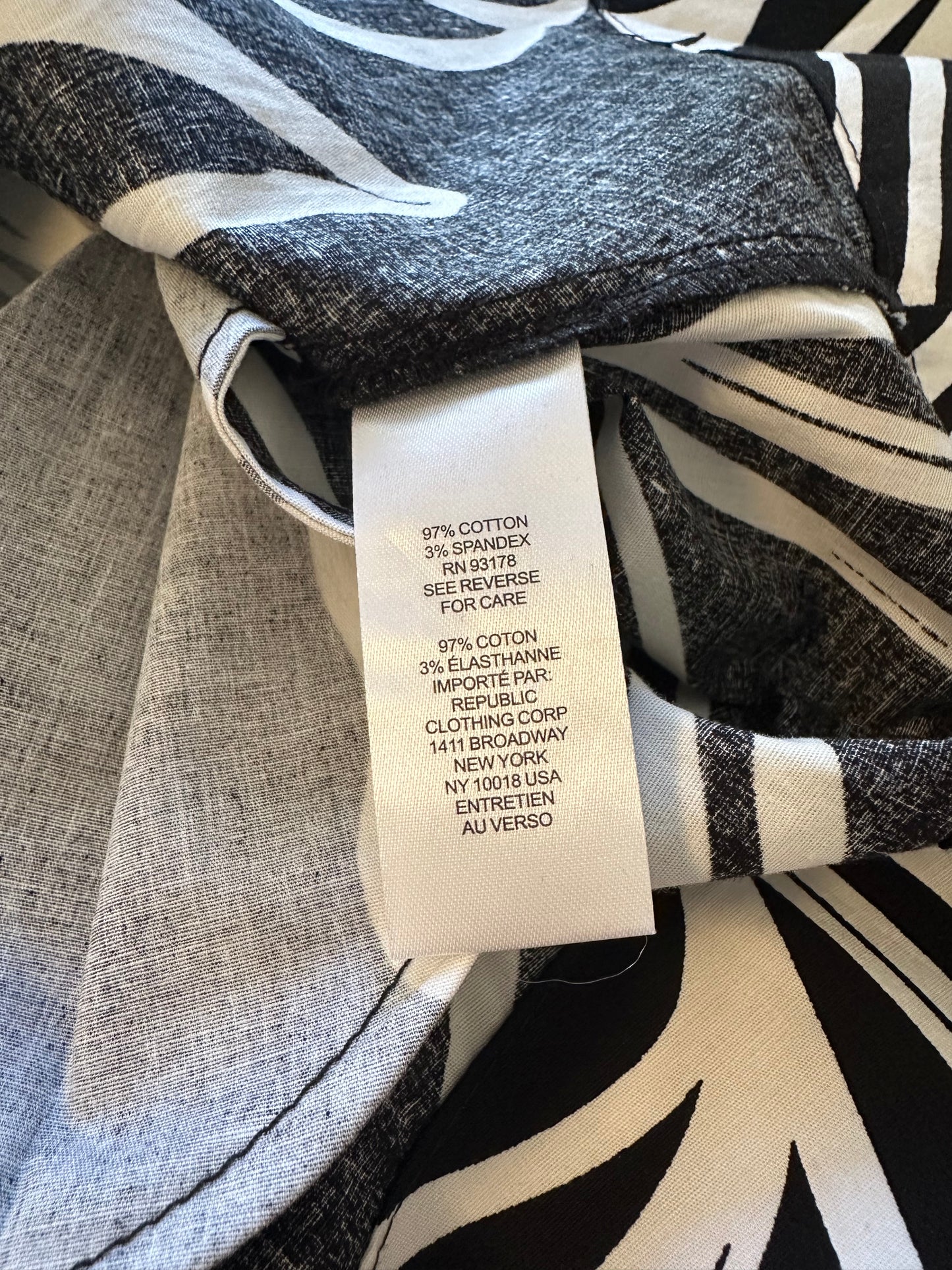NWT Rachel Zoe Monochrome Leaf Pattern Dress | Size Small