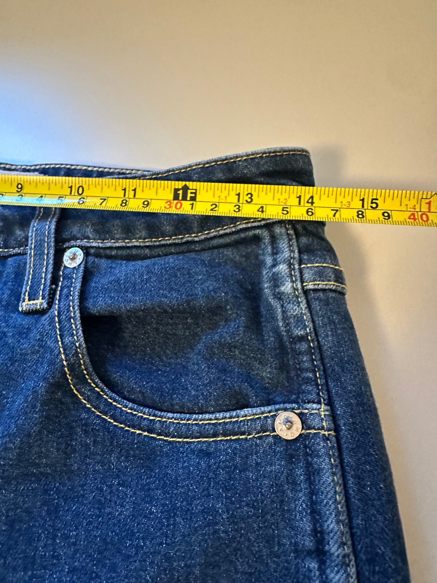 AMO Denim Bella Dark Blue Flare Jeans in Indie Blue | Size 29