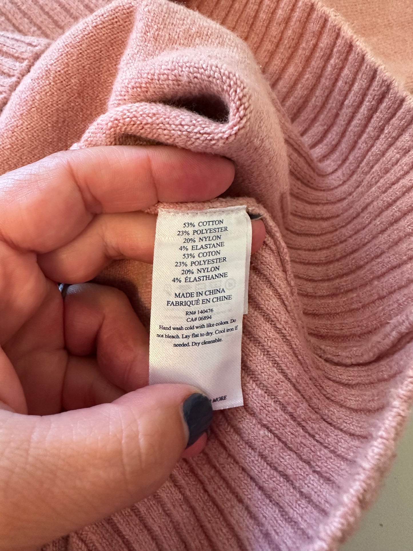 Faherty Jackson Crewneck Sweater in Rose Ash | Size XS