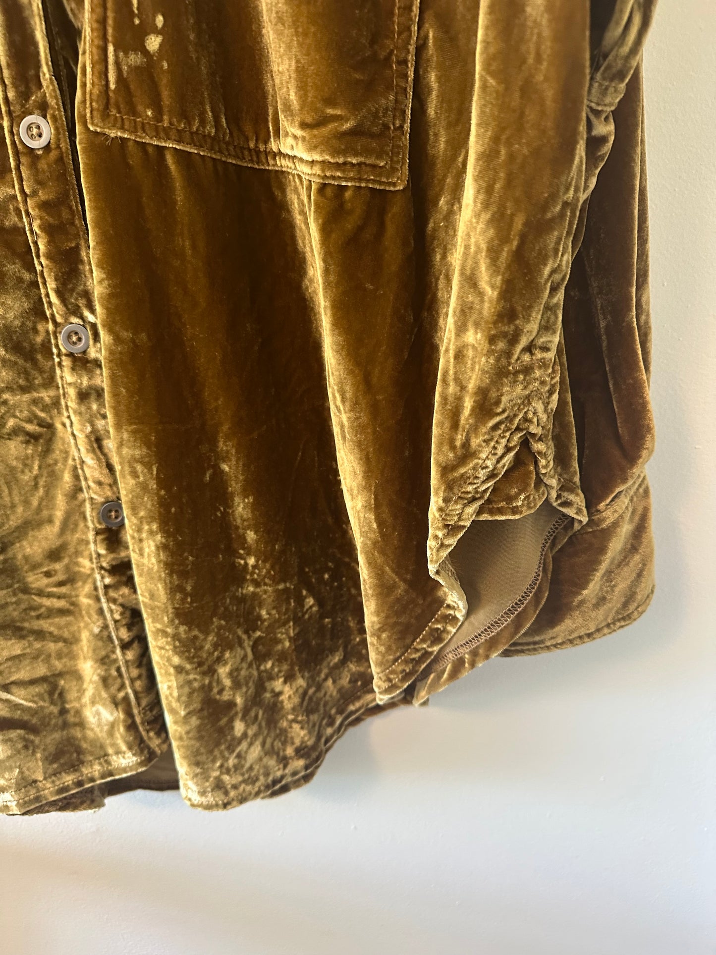 Free People We The Free Night Skies Velvet Blouse in Golden Brown - Size Medium