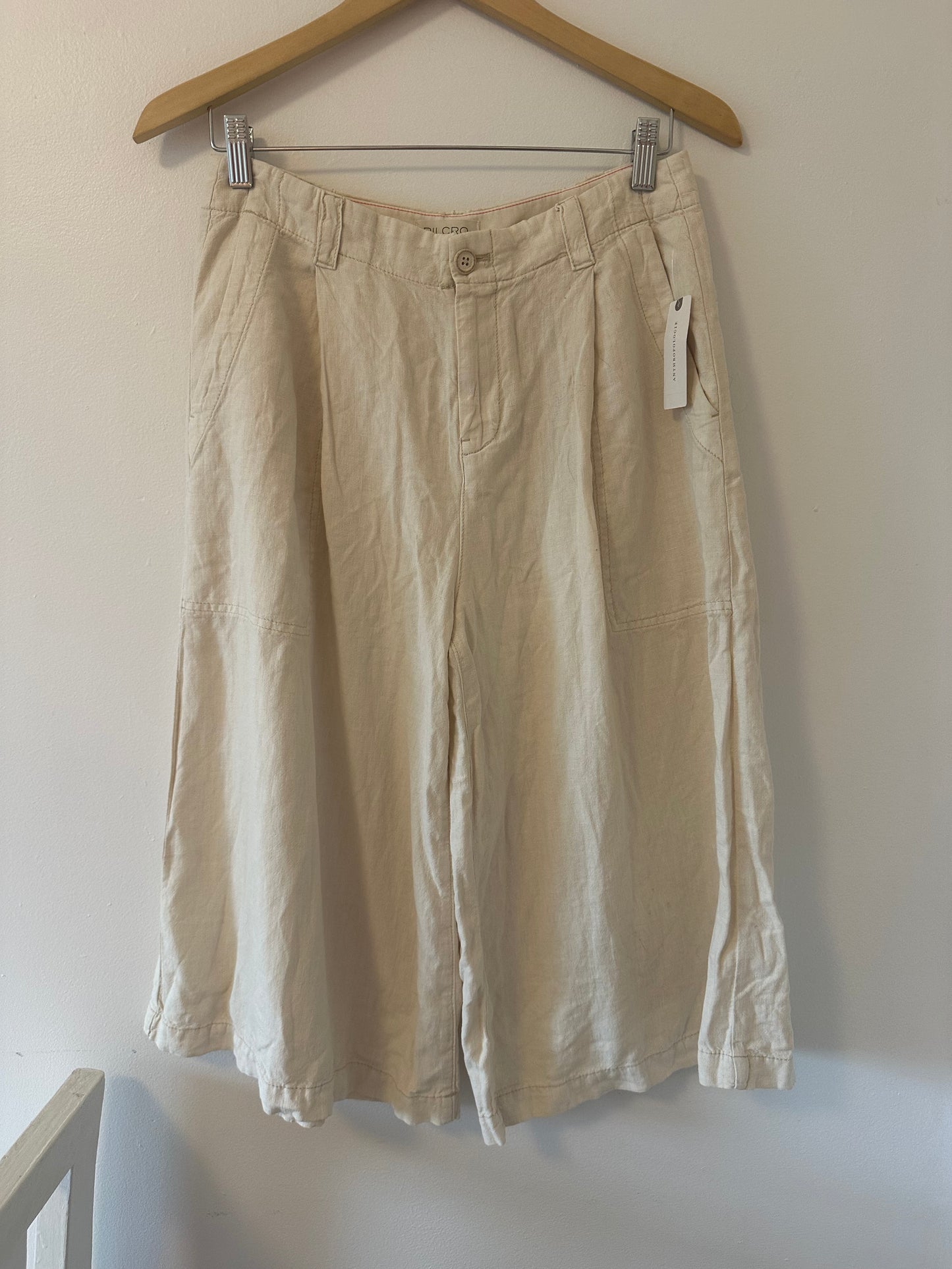 Anthropologie Pilcro New Culottes Linen Blend Cream Shorts Size 4