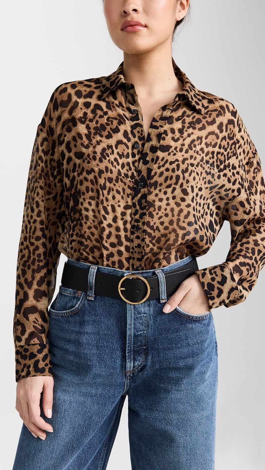 NWT B-Low the Belt Molly Black Belt with Gold Circle Buckle | Size Medium