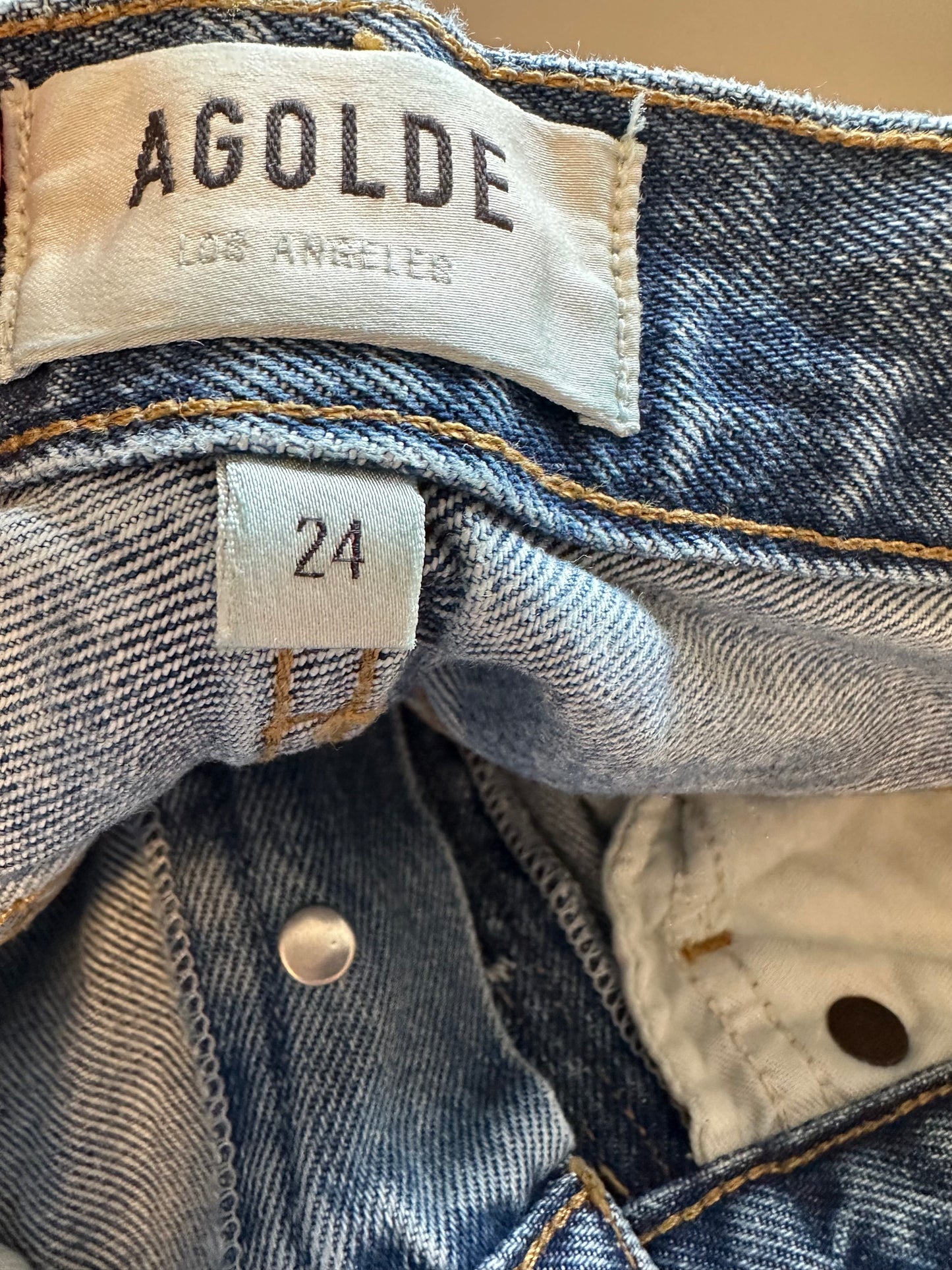 Agolde Classic Blue Denim 90s Pinch Waist Jeans - Size 24