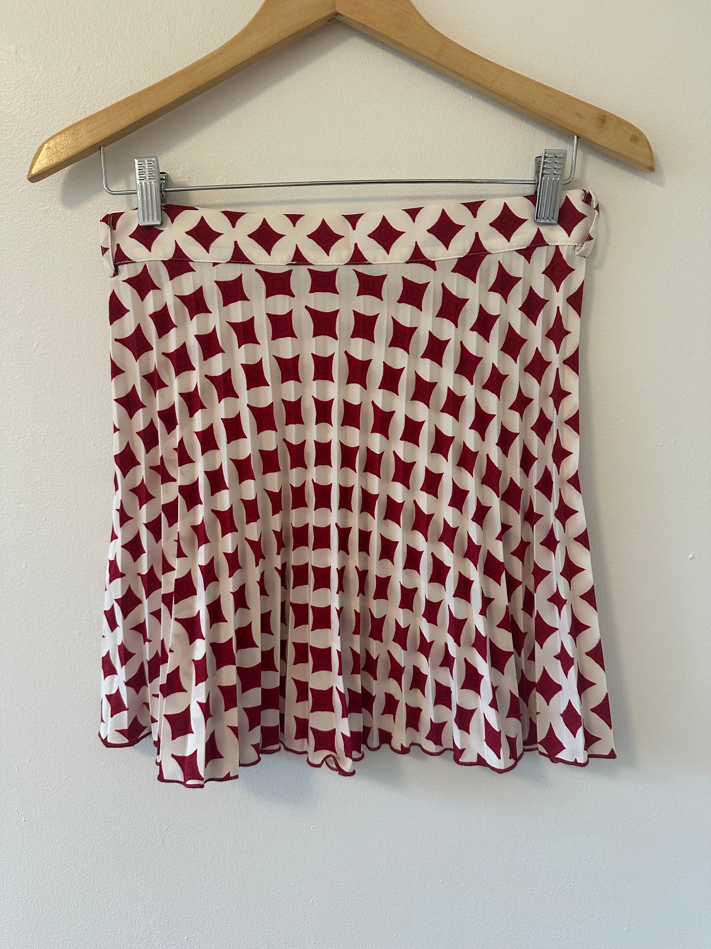 Zara Pleared Red and White Skirt - Size Medium