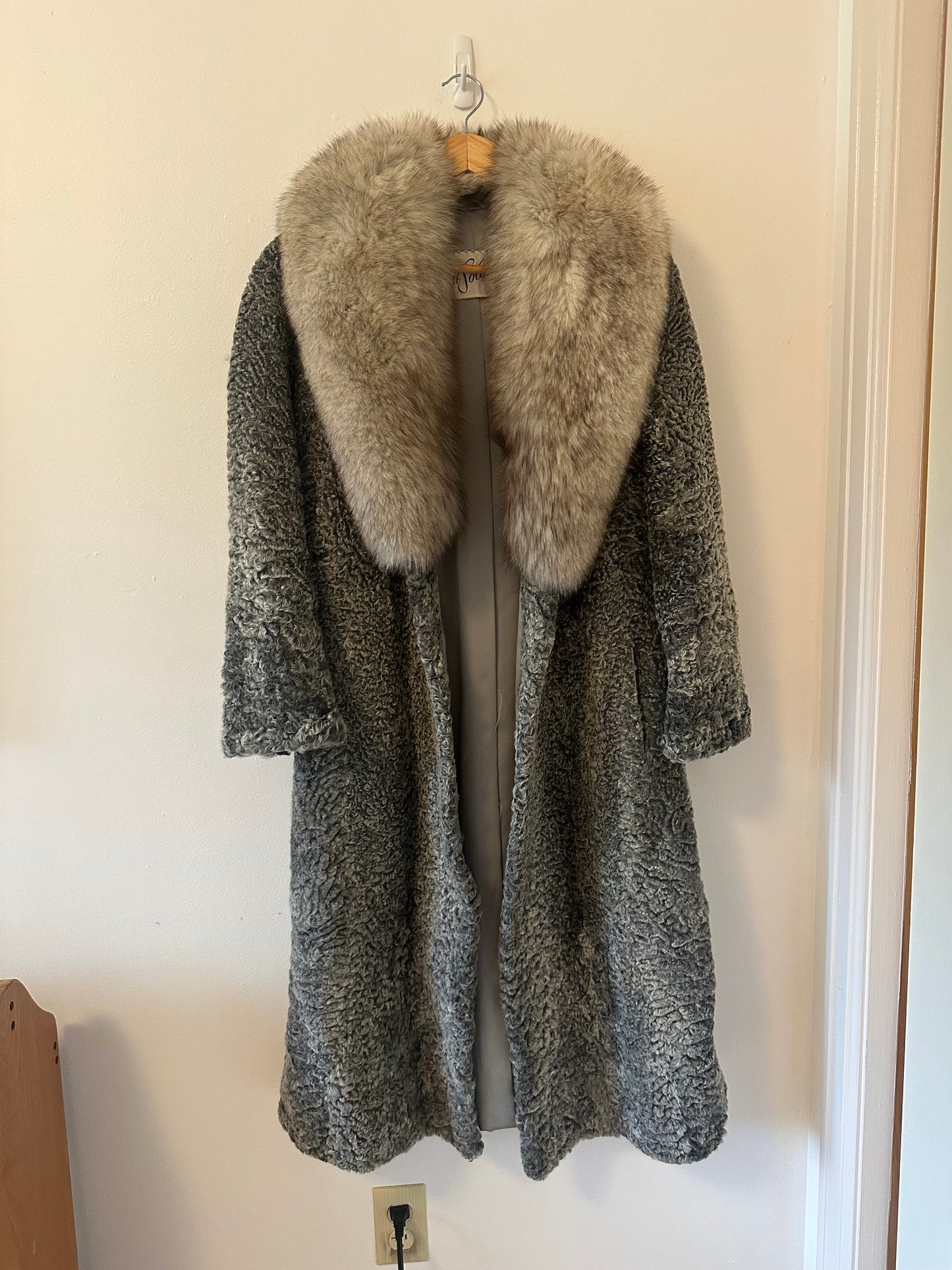 Vintage Gray Lamb and Mink Fur Women's Coat