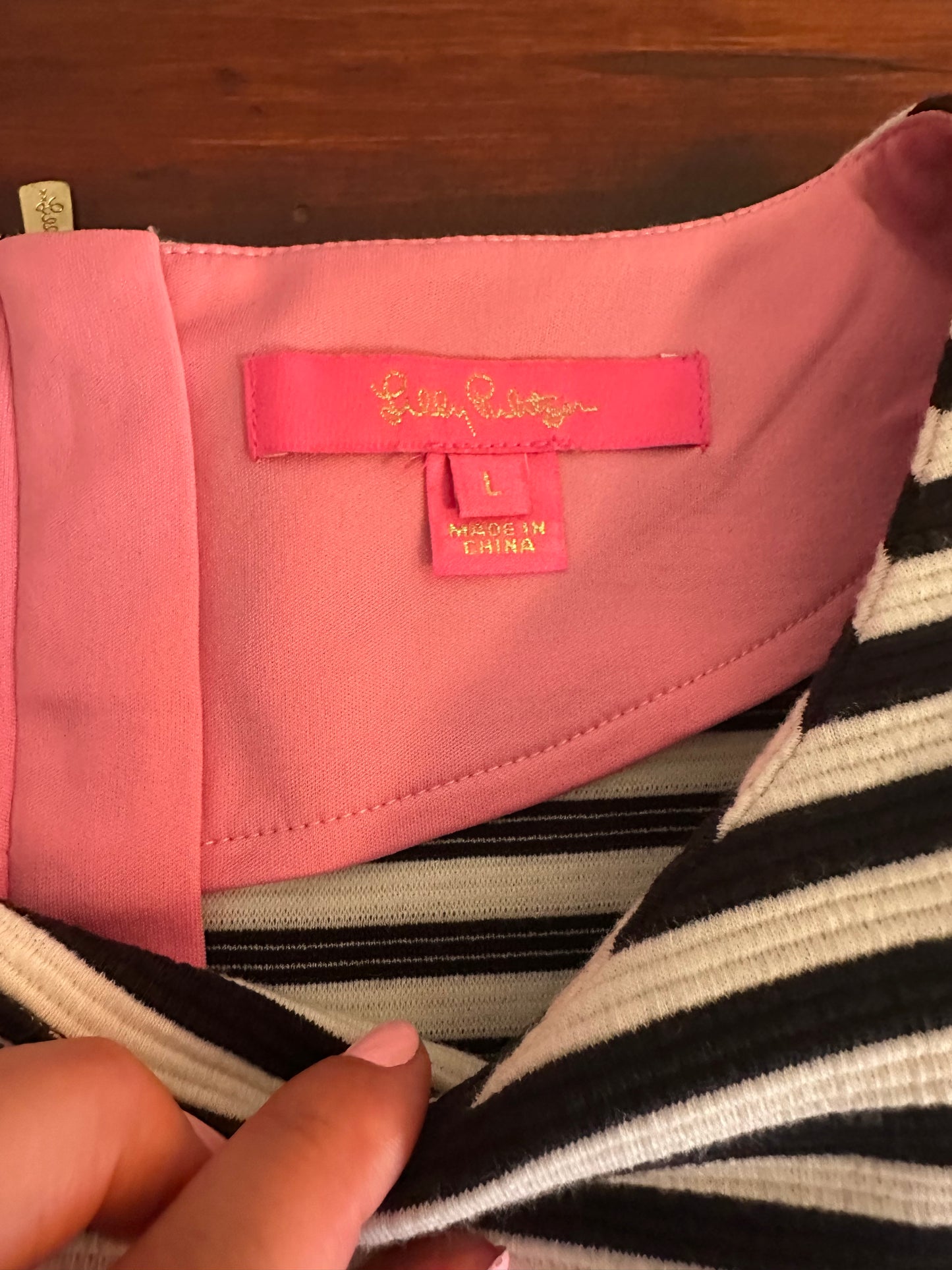 Lilly Pulitzer Alden Striped Black and White Dress - Size Large