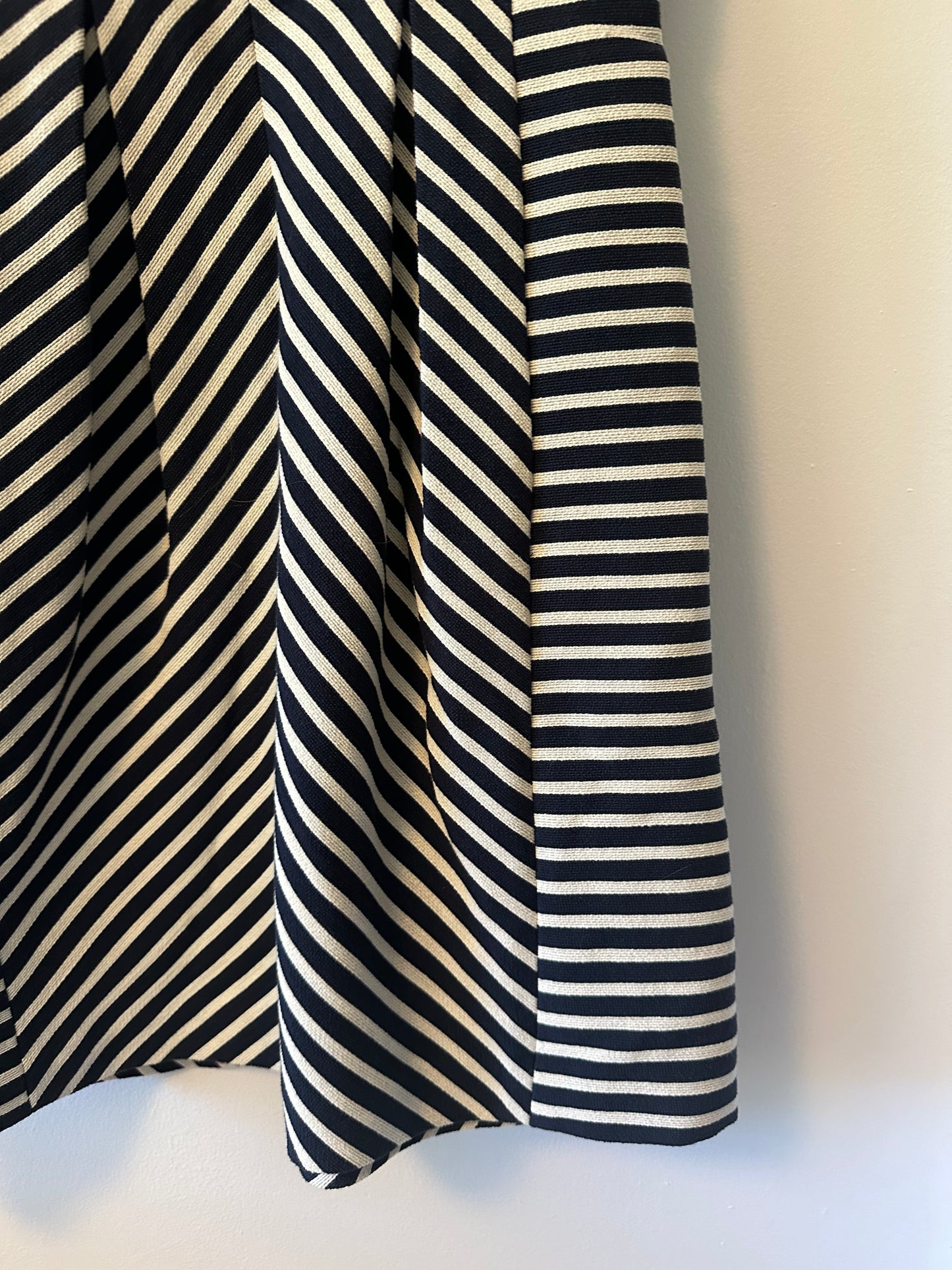Maeve Black and White Striped V-Neck Mini Dress | Size 6