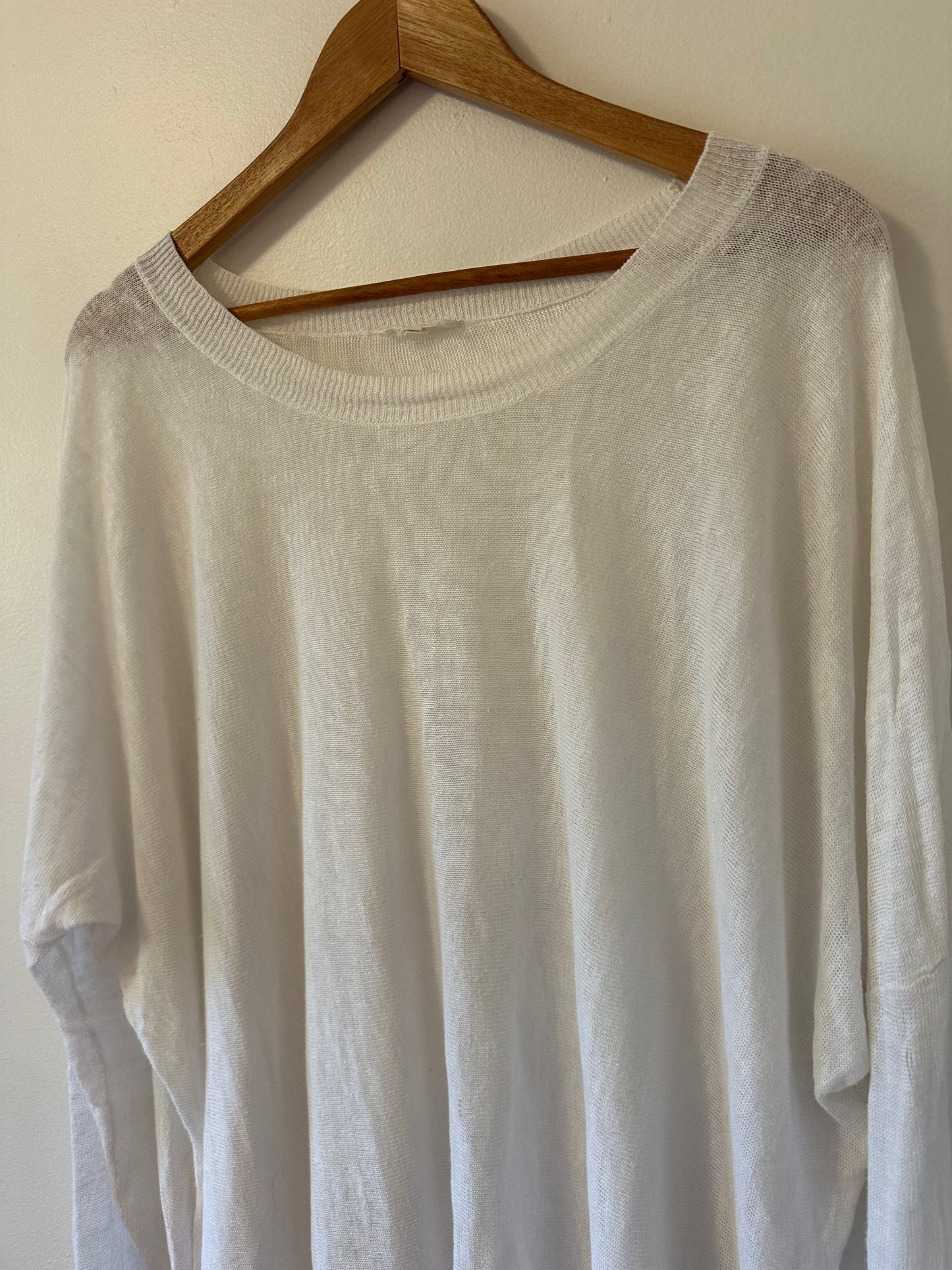 Eileen Fisher Organic Linen Cord Crew Neck Top | Size XL