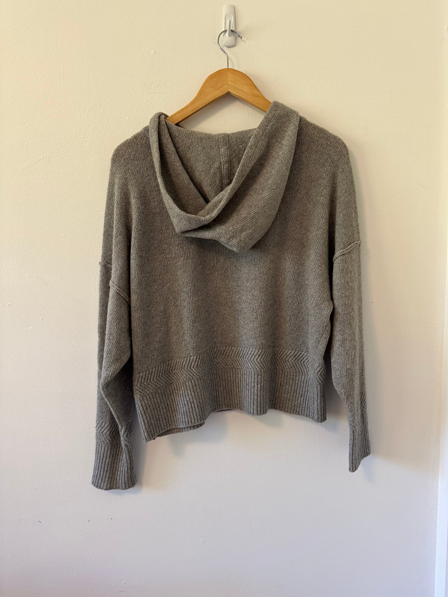 Anthropologie Cashmere Gray Knit Hoodie Sweater | Size Small