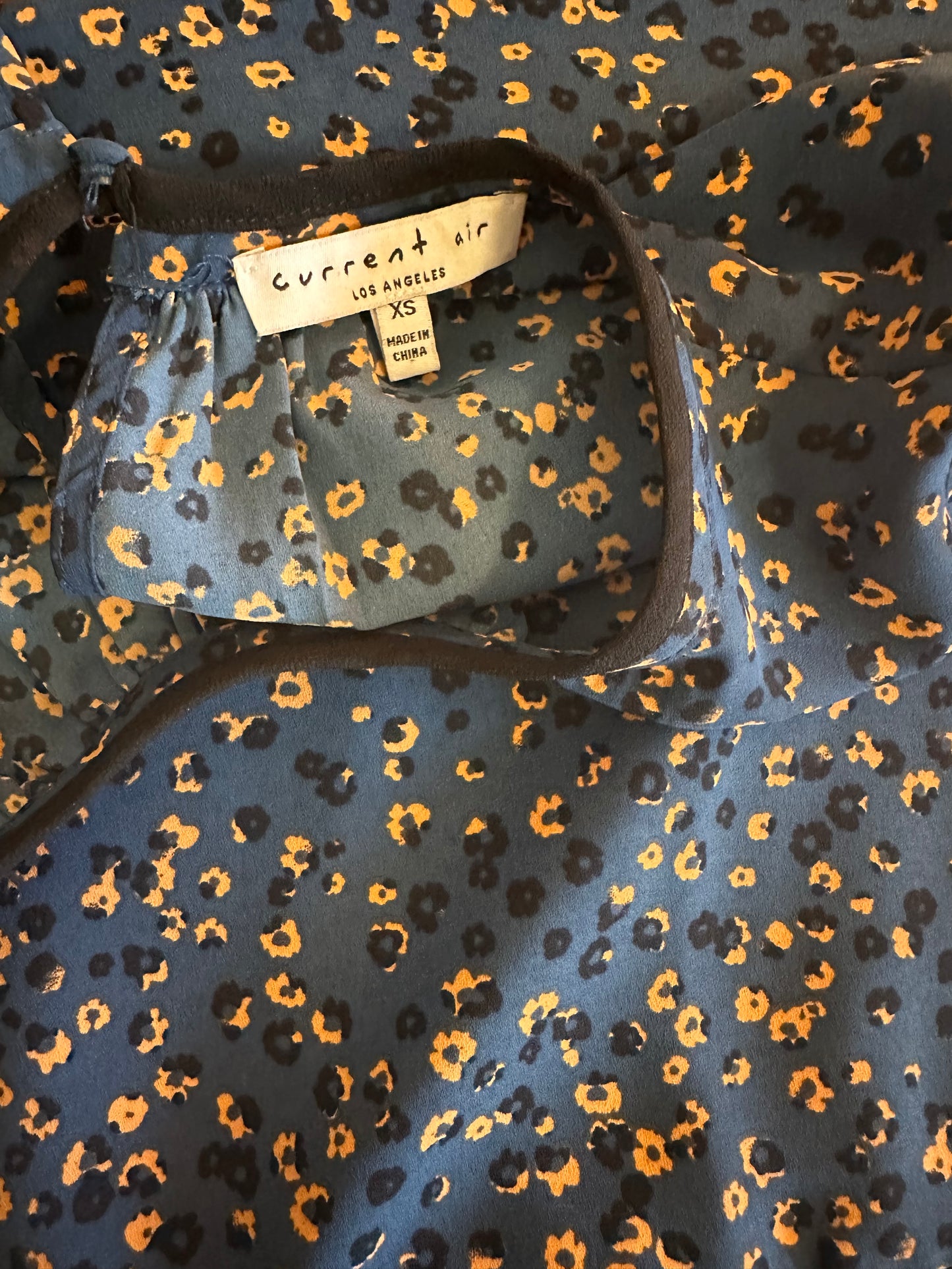 Current Air Blue Printed Blouse Size XS