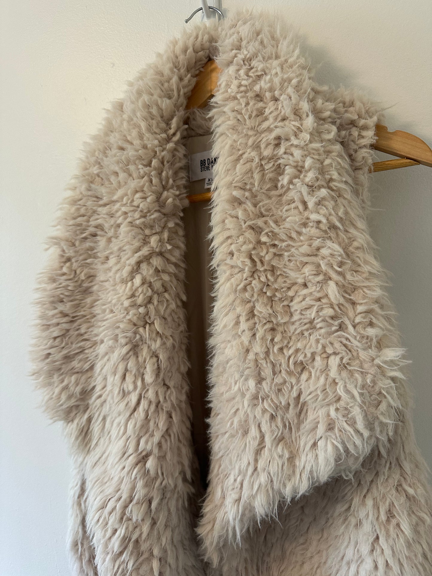 BB Dakota Steve Madden Faux Fur Fleece Open Front Vest - Size XS