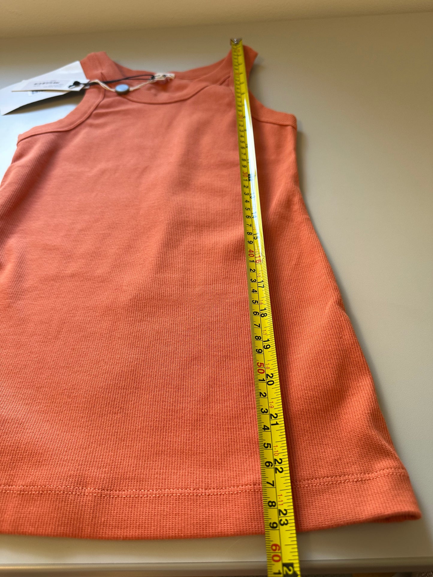 Alex Mill Everyday Ribbed Cotton Stretch Tank Top in Orange | Size Small