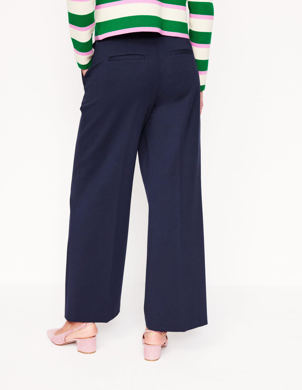 Boden Wide-Leg Ponte Pants in Navy | Size 12P