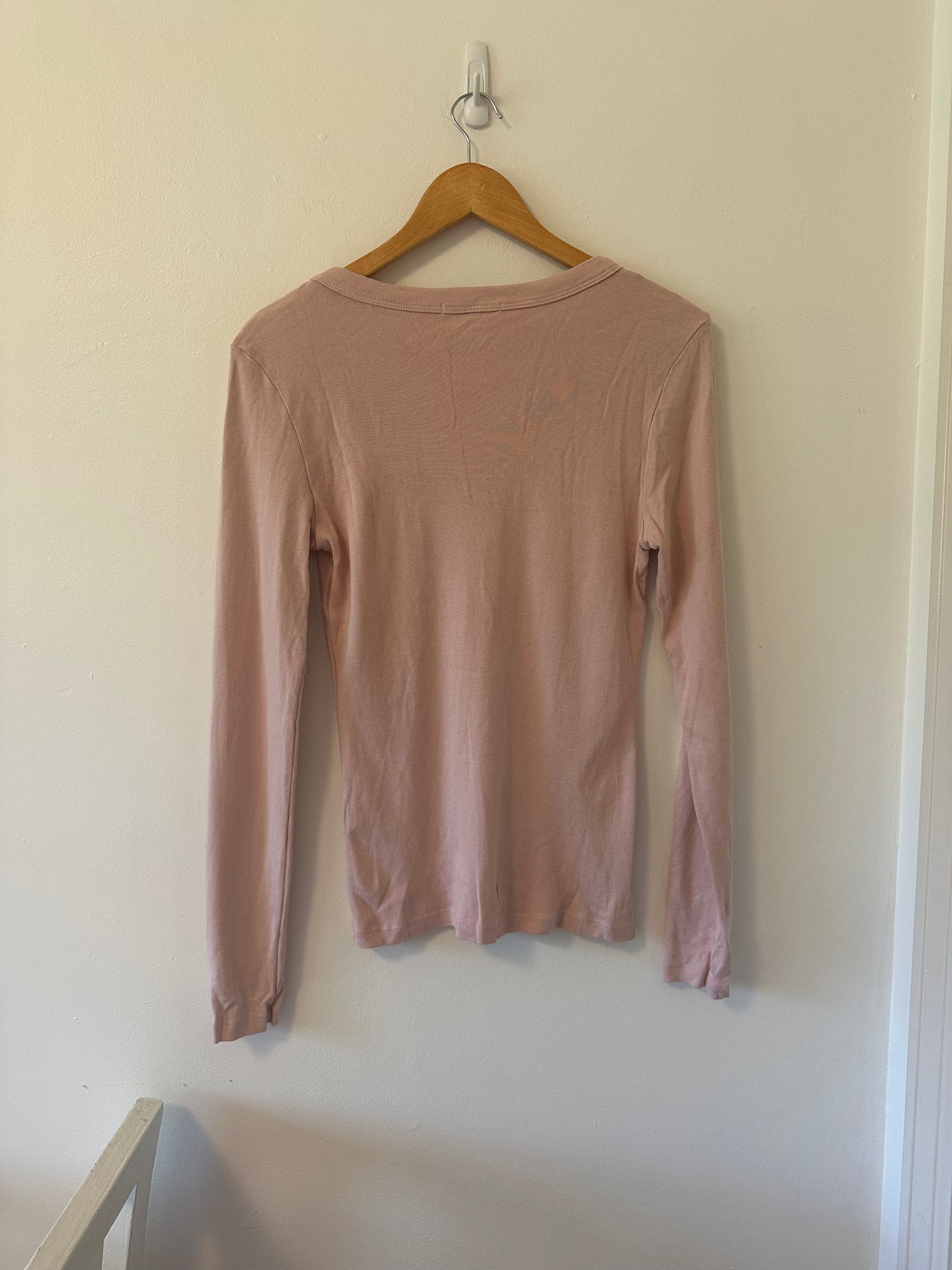 Michael Stars Pale Pink V-Neck Long Sleeve Top