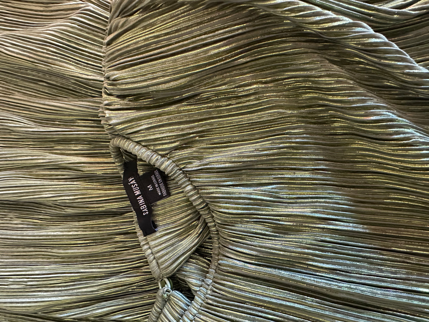 Sabina Musayev Metallic Liraz Olive Green Blouse - Size Medium