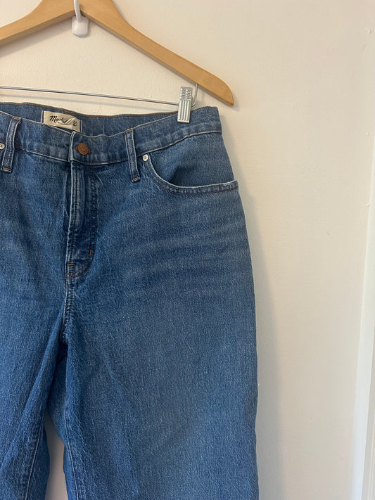 Madewell The Perfect Vintage Wide-Leg Crop Jeans in Blue - Size 32P