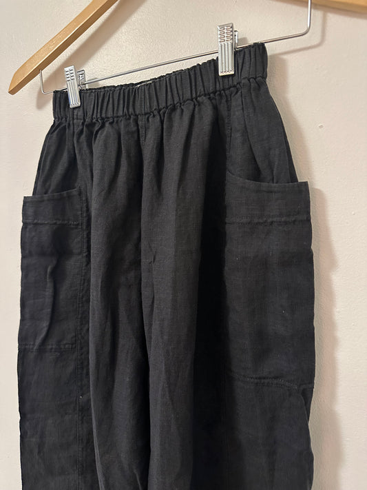 Marty Jean Black Cropped Linen “Uniform” Pants - Size XS