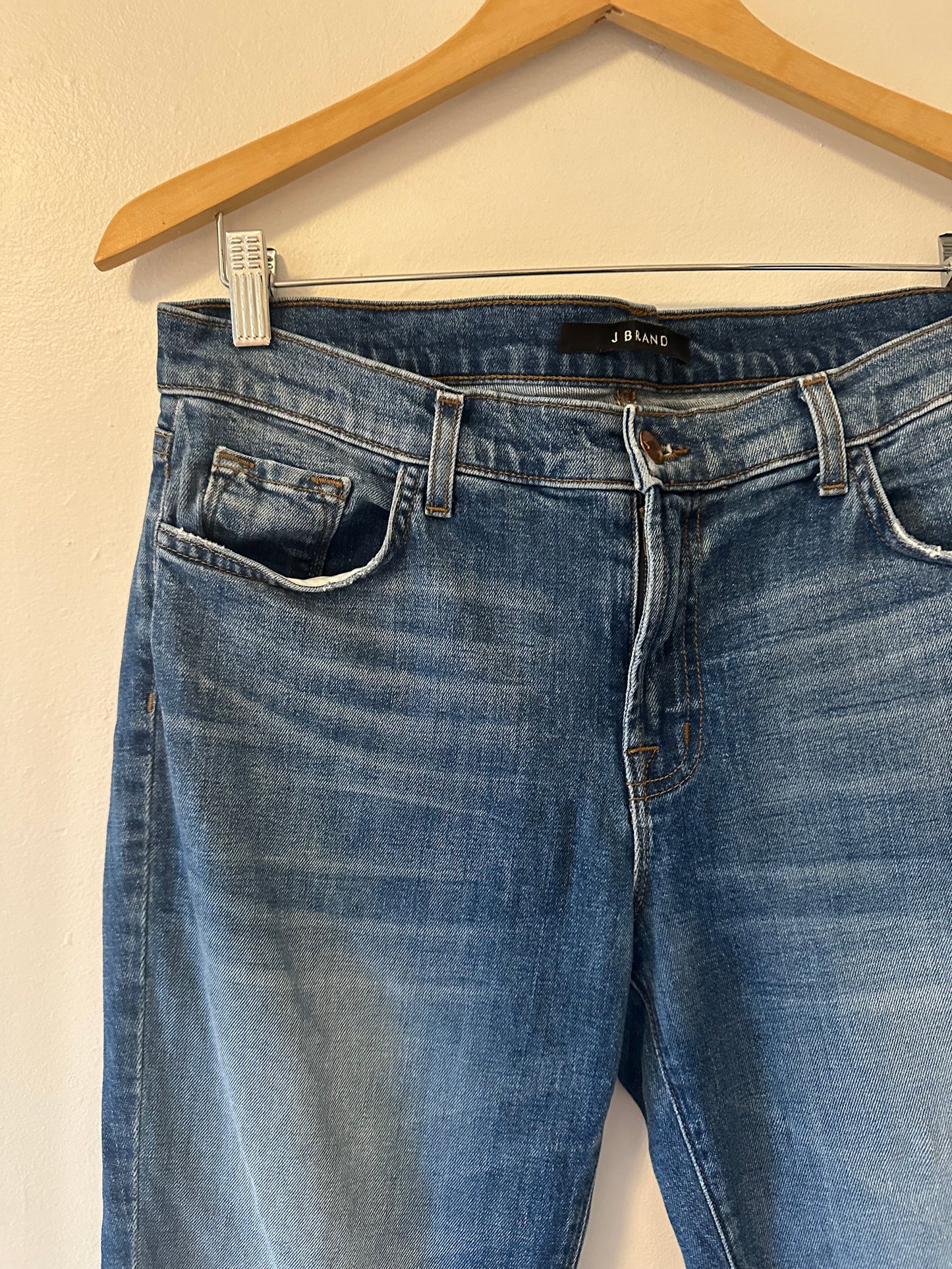 J Brand Cropped Ellis Blue Denim Jeans in Rival - Size 29