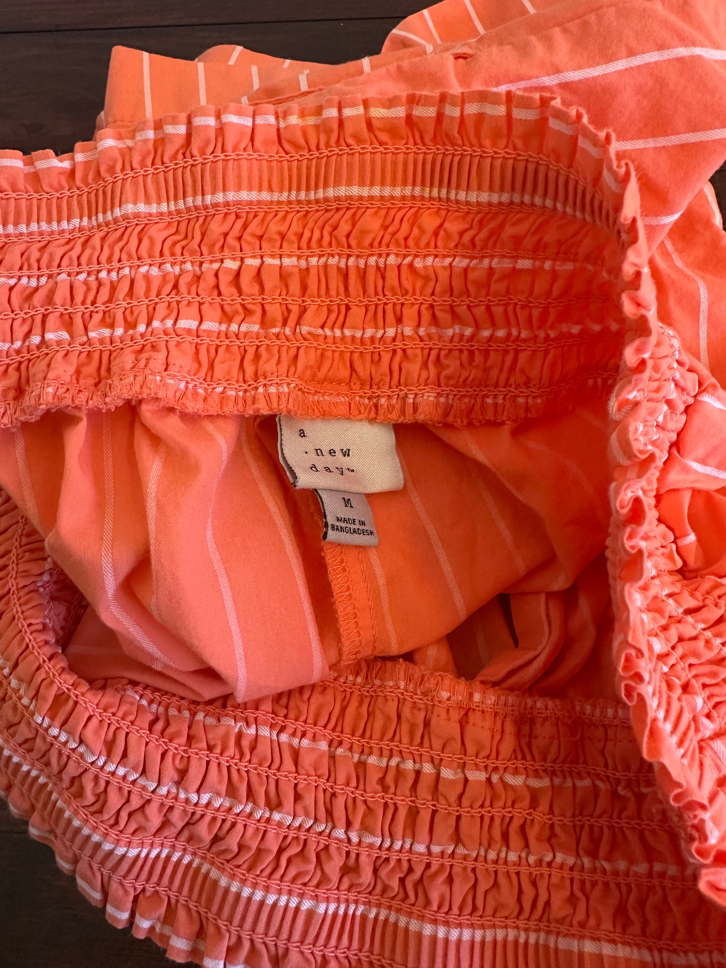 a new day Women's High Waist Coral Striped Shorts - Size Medium
