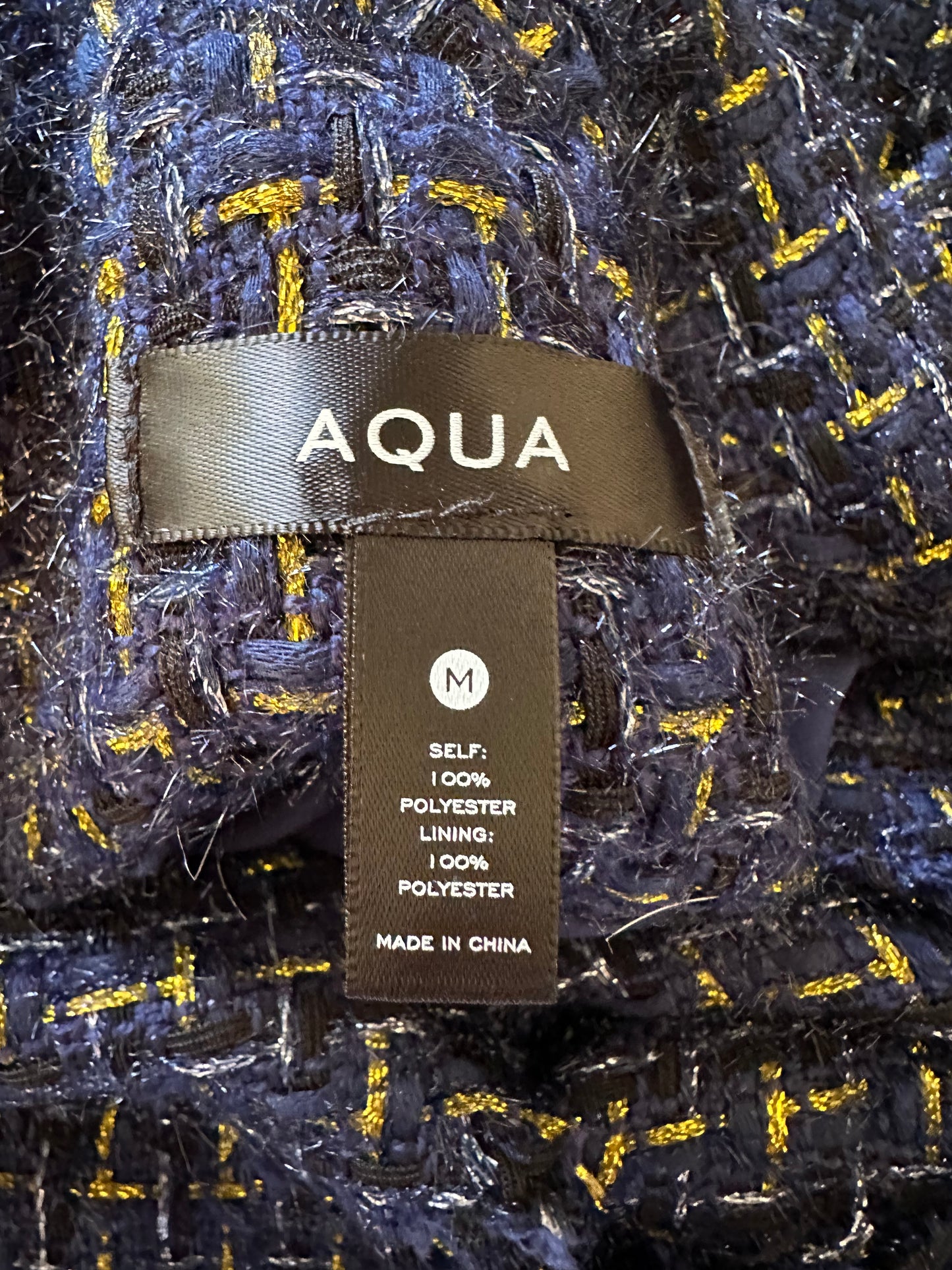 Aqua Cutaway Tweed Double Breasted Jacket in Navy | Size Medium