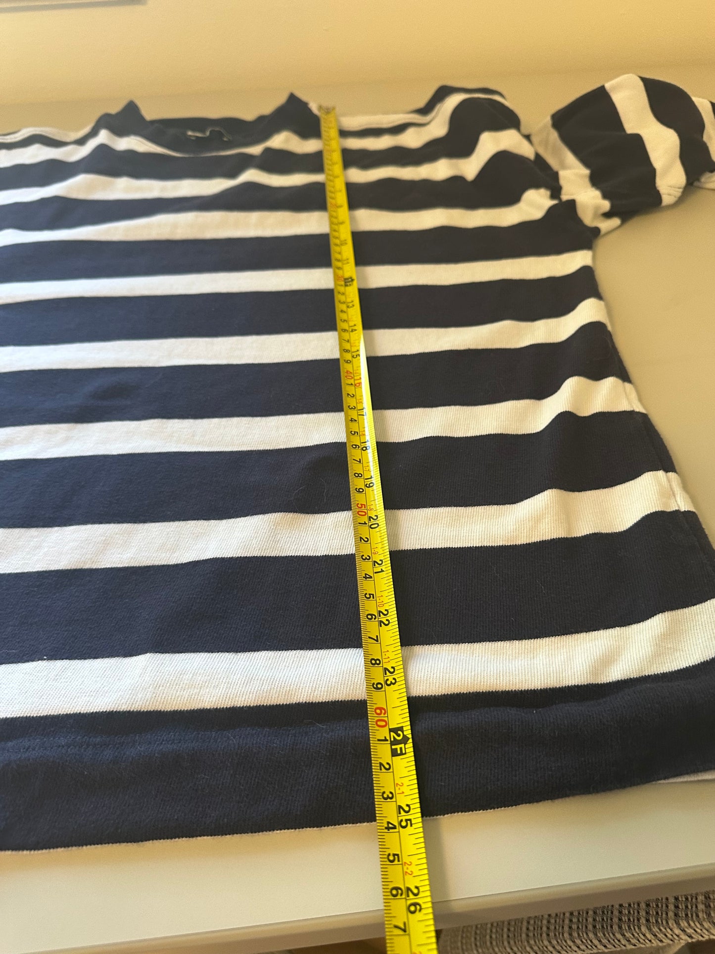 AYR The Early Mornings Navy and White Striped Tee | Size Medium