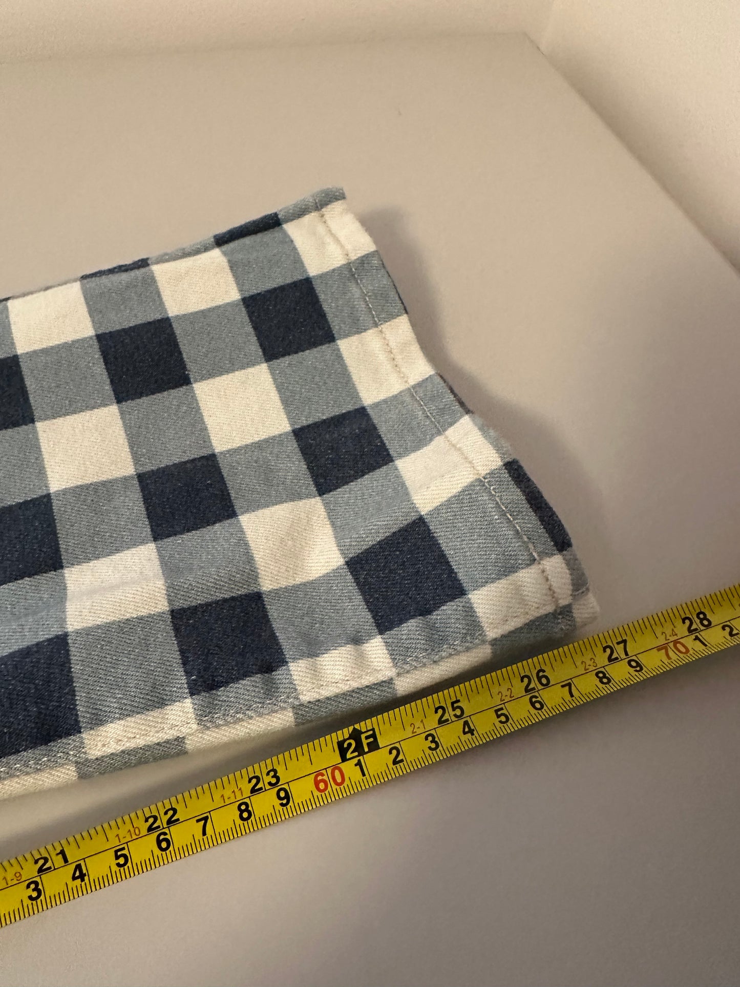 Wrangler - Wrock Gingham Kick Flare Blue and White Denim Jeans | Size 27