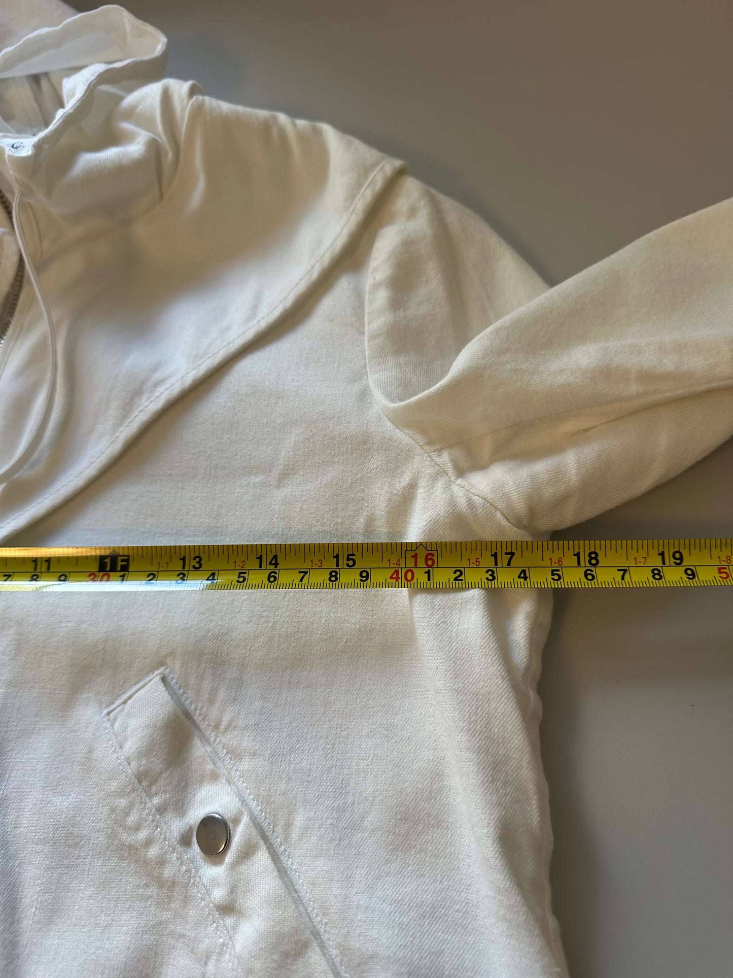 A.L.C. Cropped Zip Up Utility Jacket with Hood in White | Size 6